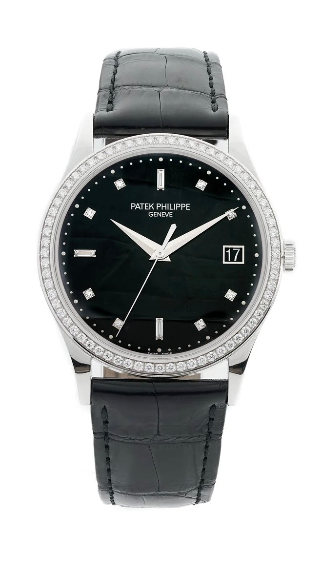 Patek Philippe Calatrava Black Diamond Dial on Strap 5297G-001 Complete 2024
