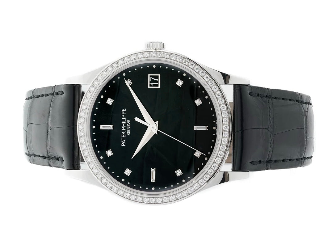 Patek Philippe Calatrava Black Diamond Dial on Strap 5297G-001 Complete 2024