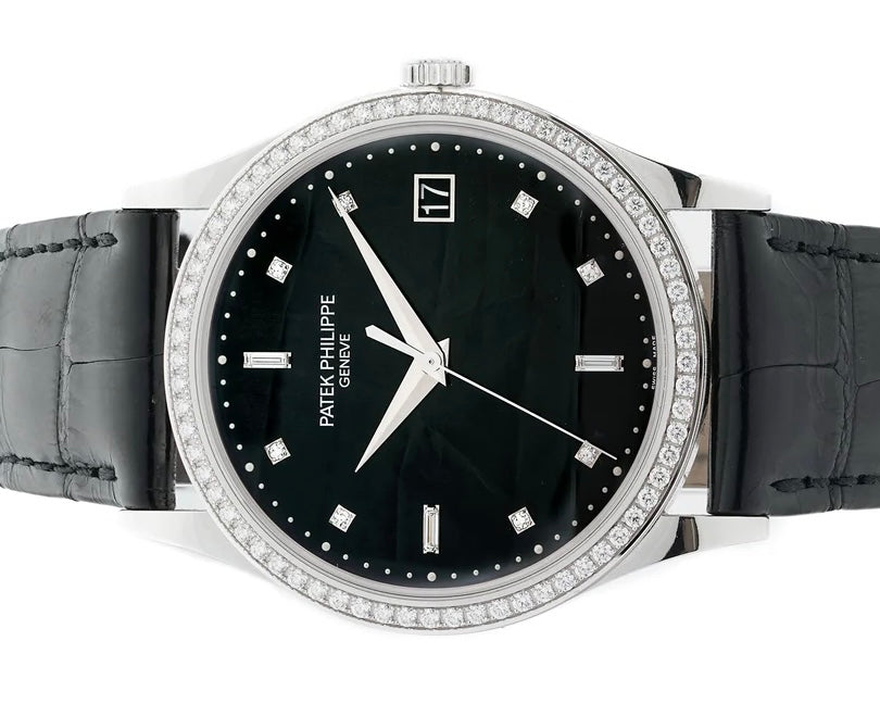 Patek Philippe Calatrava Black Diamond Dial on Strap 5297G-001 Complete 2024