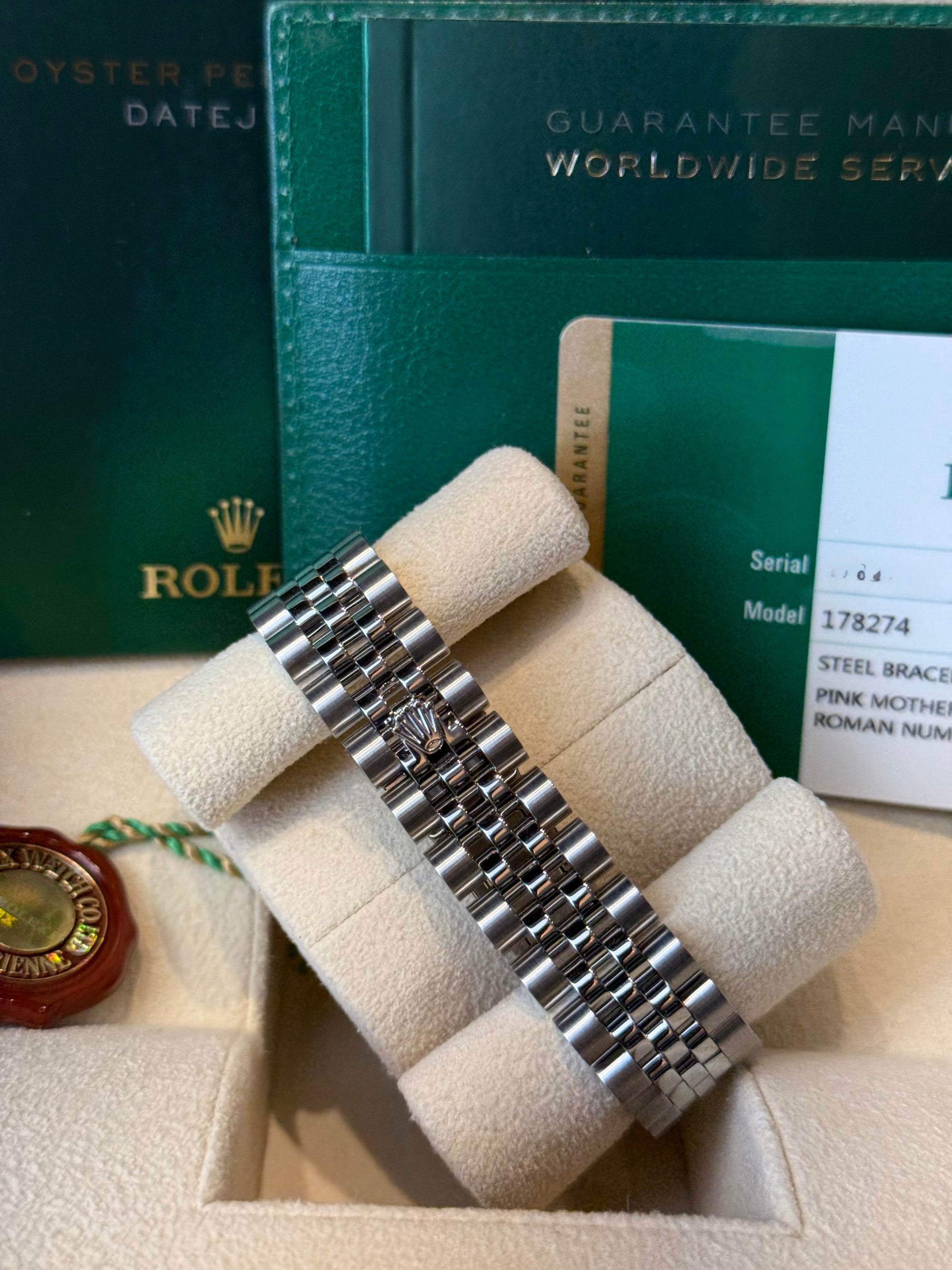 Rolex Datejust Pink Mother of Pearl Roman Dial on Jubilee 178274 Complete 2016