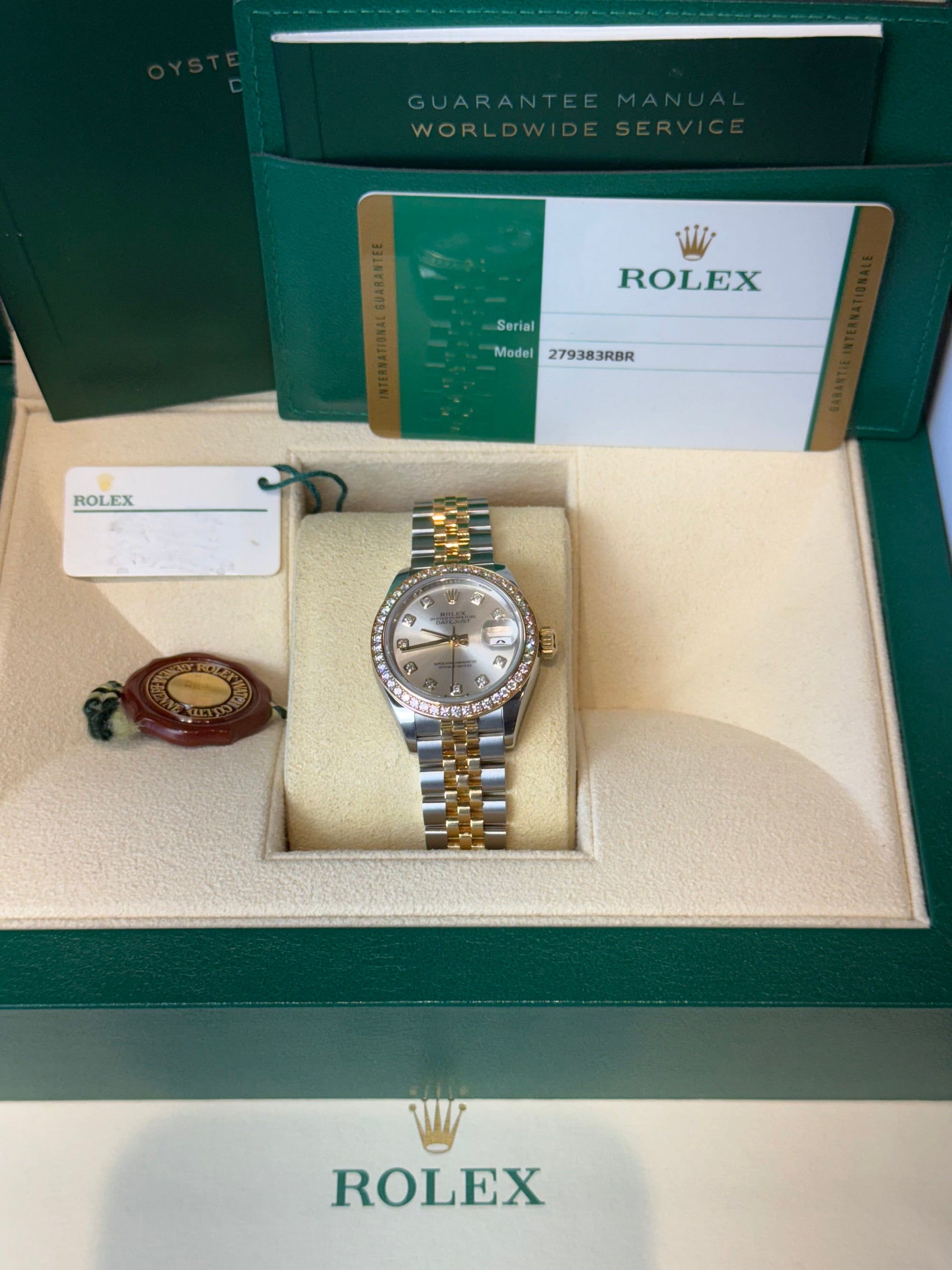 Rolex Datejust Lady Silver Diamond Dial on Jubilee 279383 Complete 2020