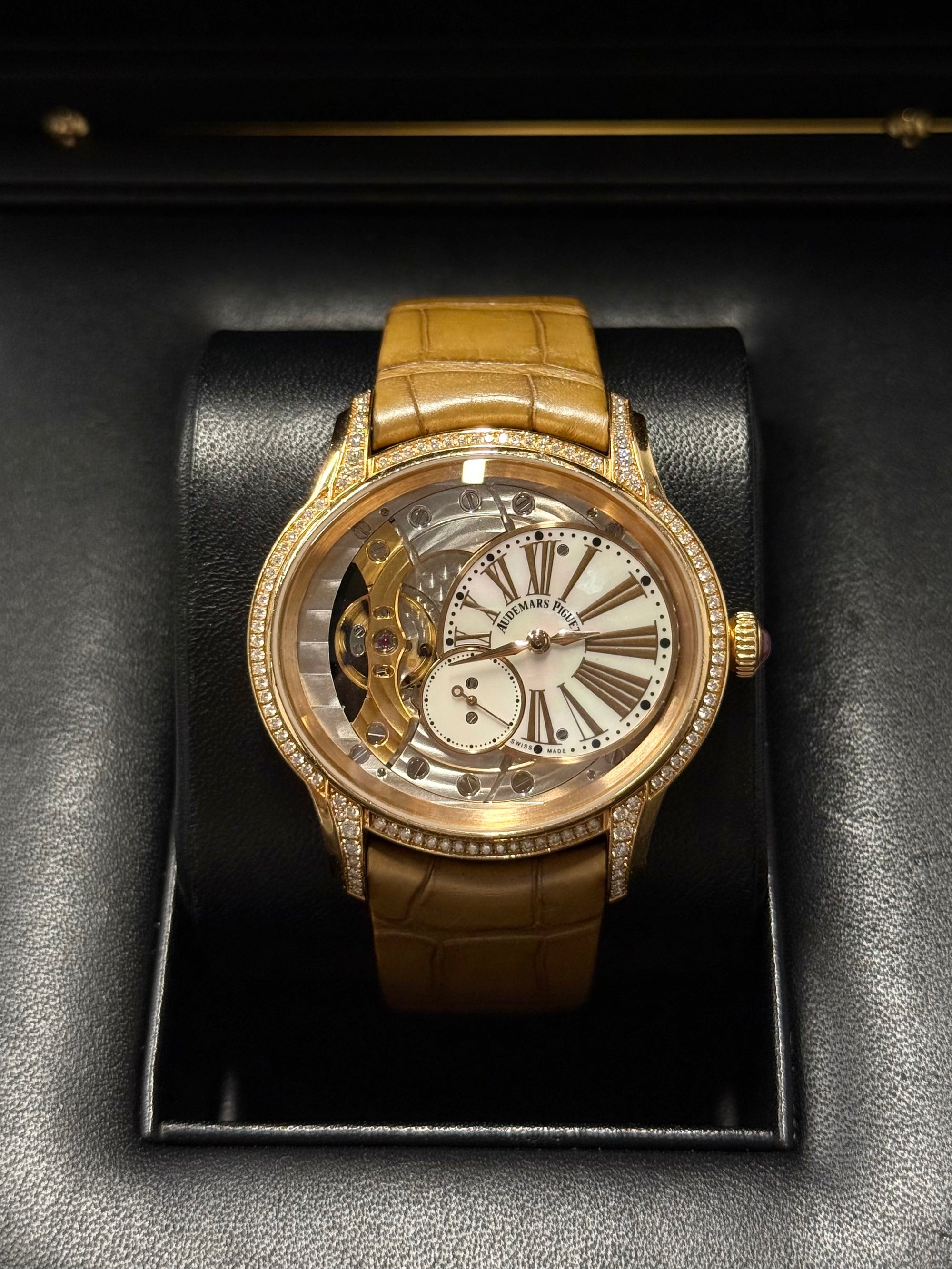 Audemars Piguet Millenary Hand-Wound White Mother of Pearl Dial on Leather Strap 77247OR.ZZ.A812CR.01 Papers 2017