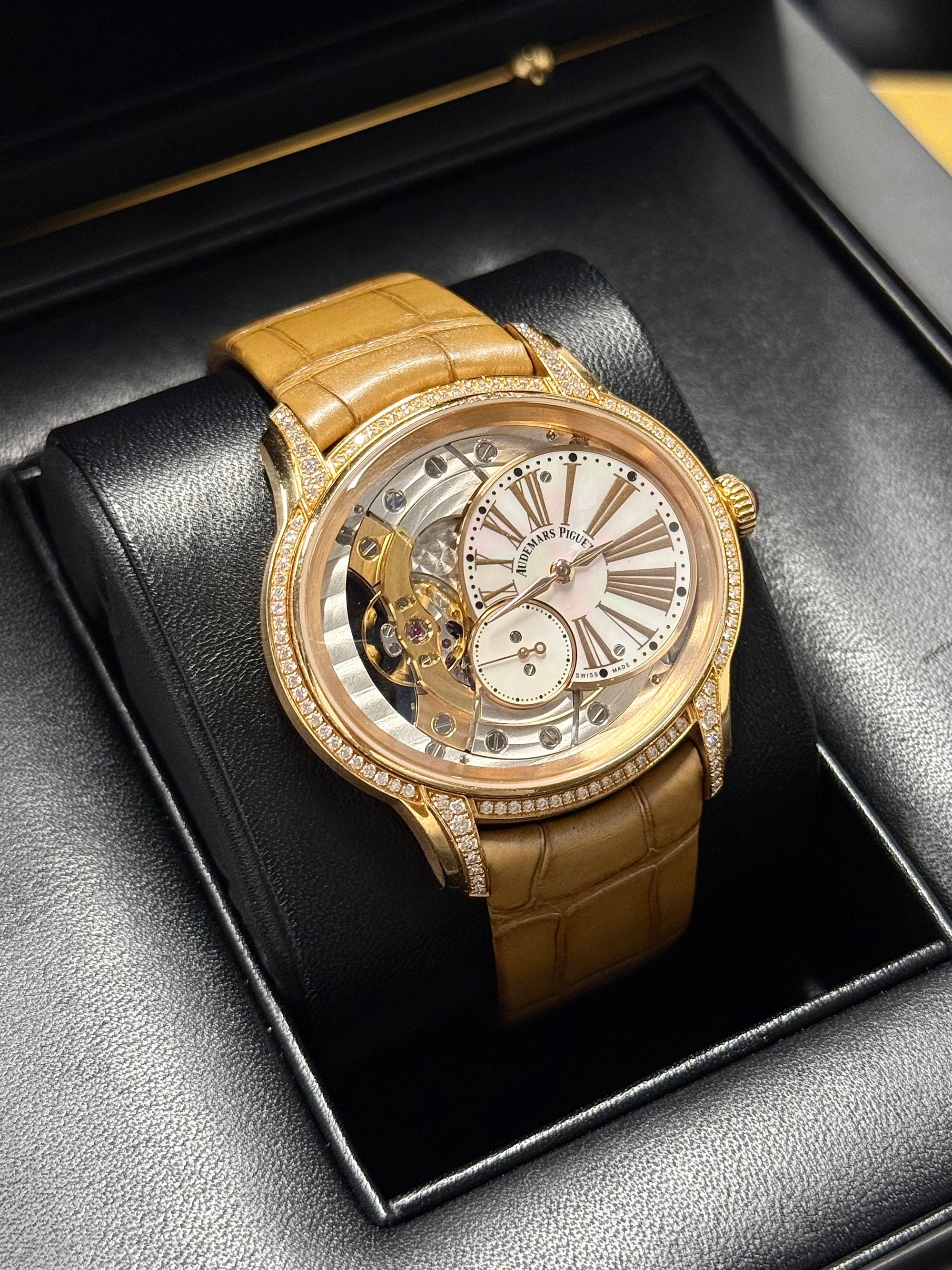 Audemars Piguet Millenary Hand-Wound White Mother of Pearl Dial on Leather Strap 77247OR.ZZ.A812CR.01 Papers 2017