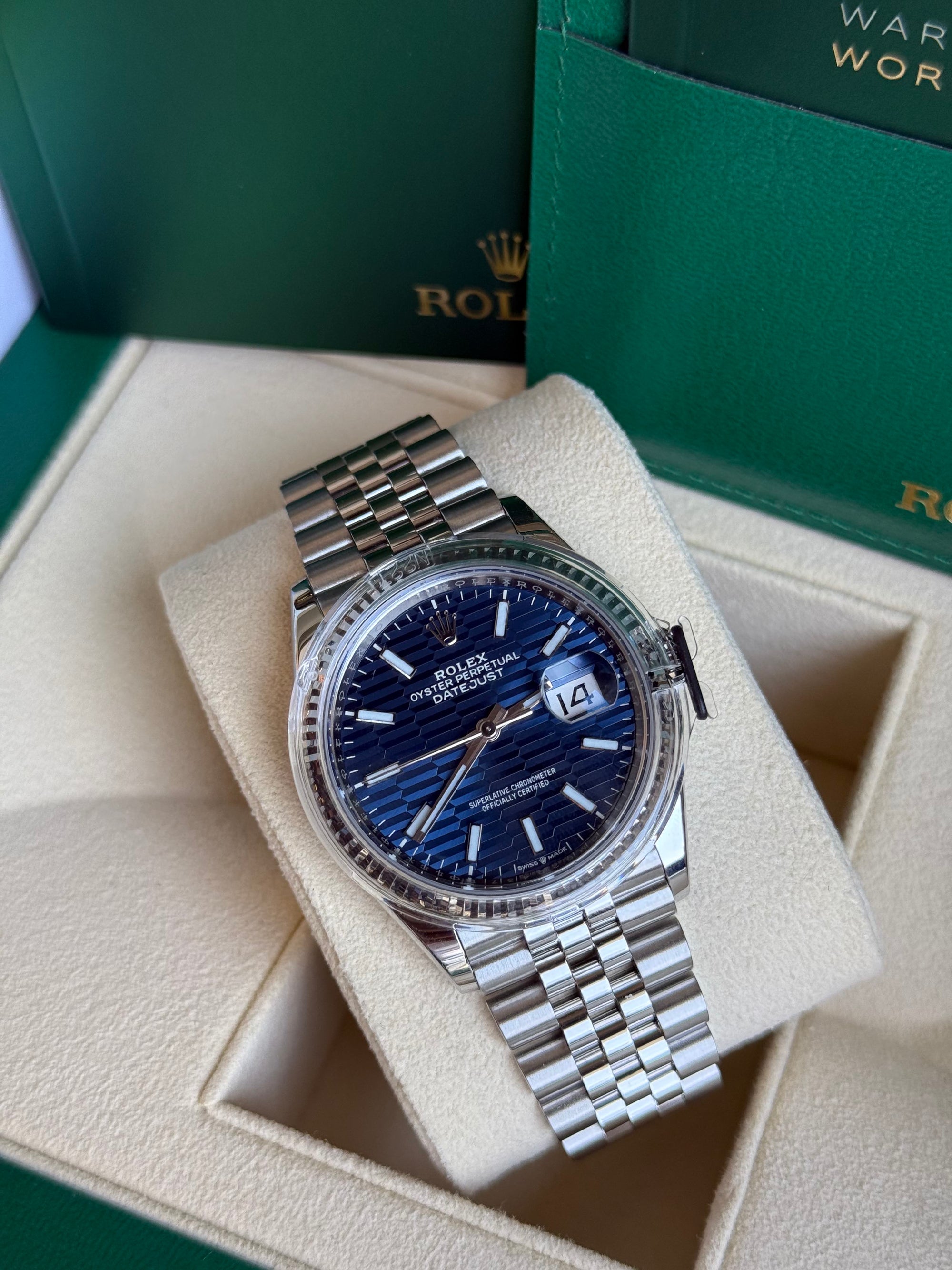 Rolex Datejust Bright Blue Fluted Motif Dial on Jubilee 126234 Complete 2022
