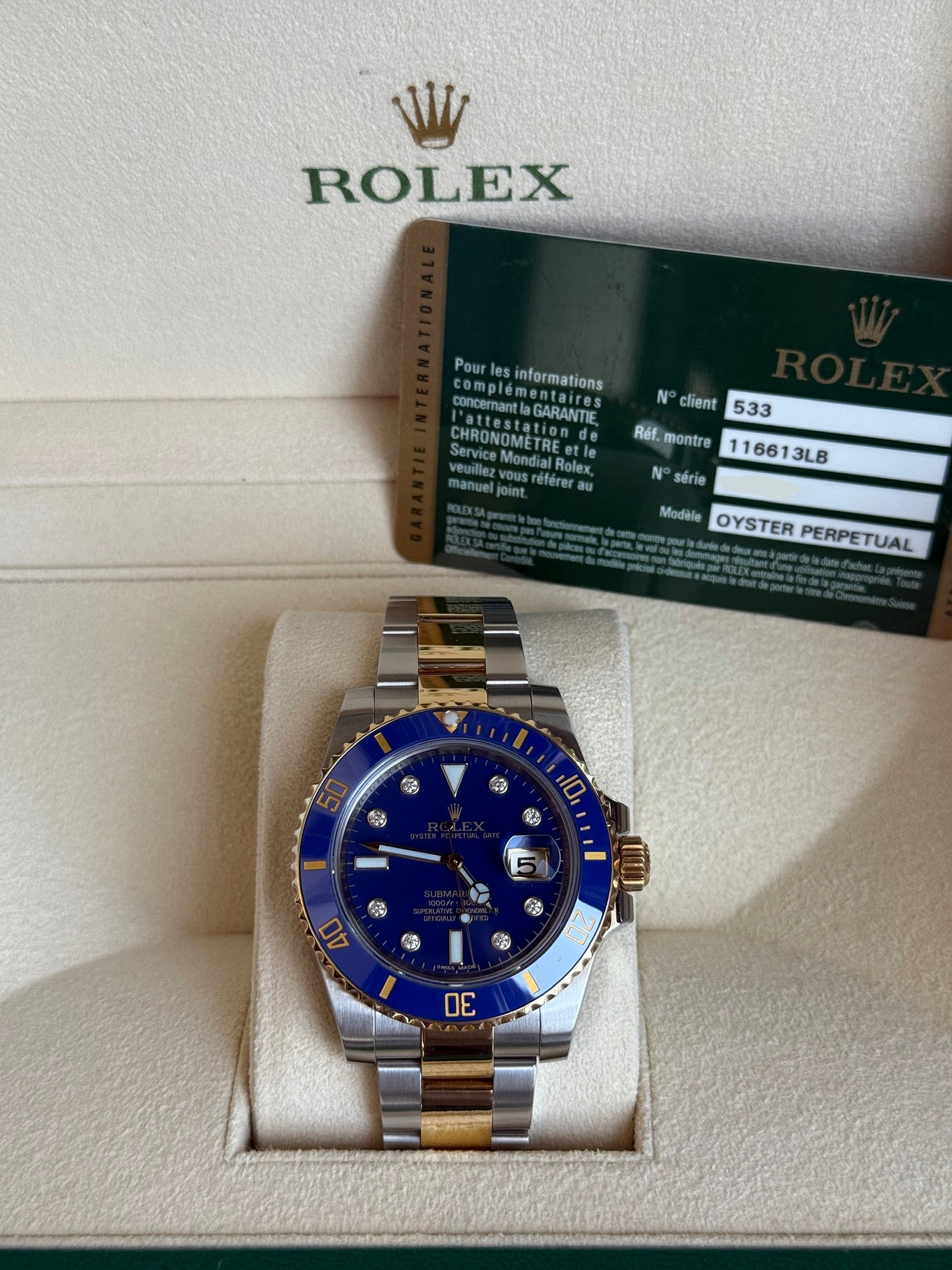 Rolex Submariner Blusey Blue Dial on Oyster 116613LB Complete 2012
