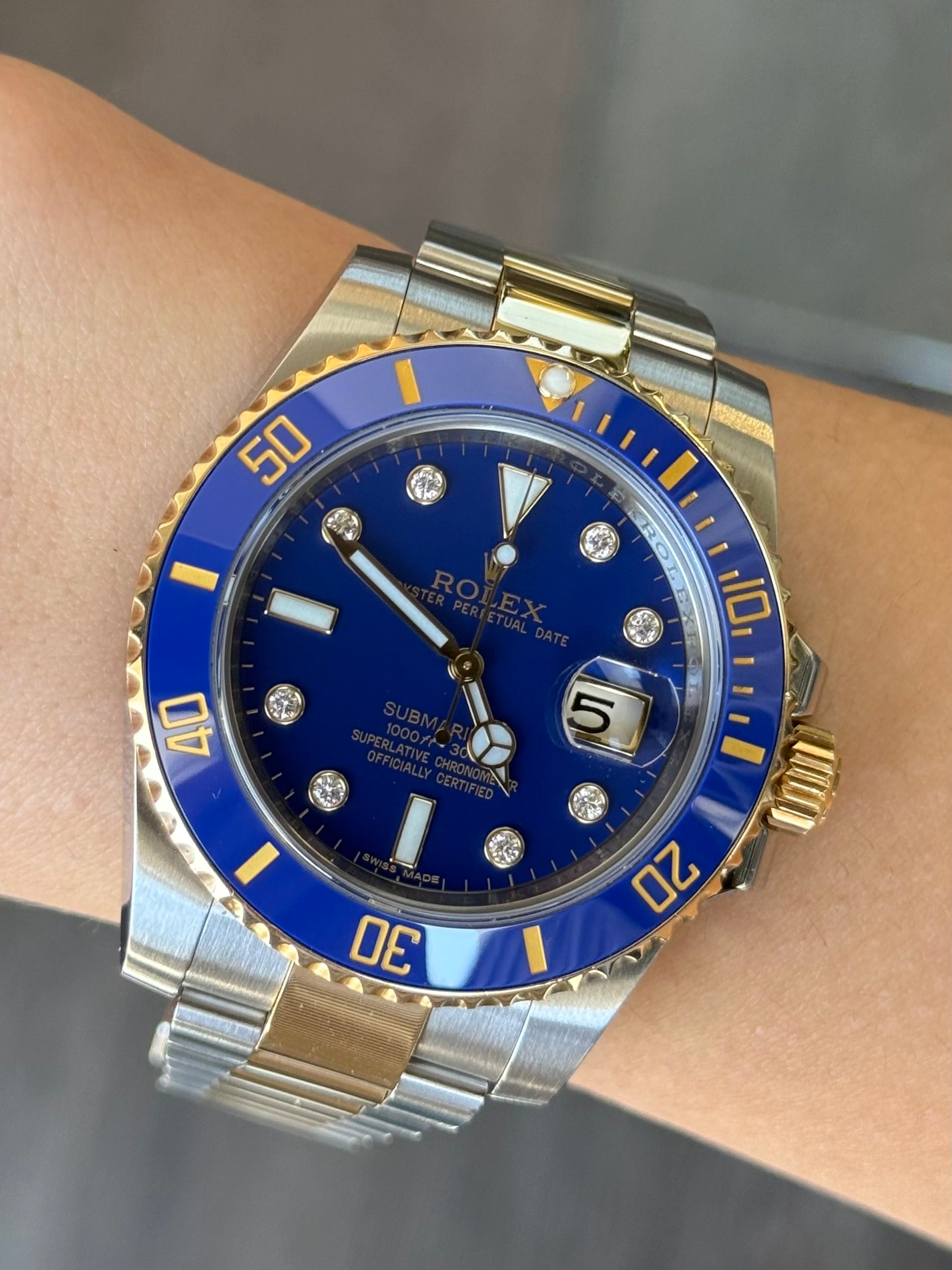 Rolex Submariner Blusey Blue Dial on Oyster 116613LB Complete 2012