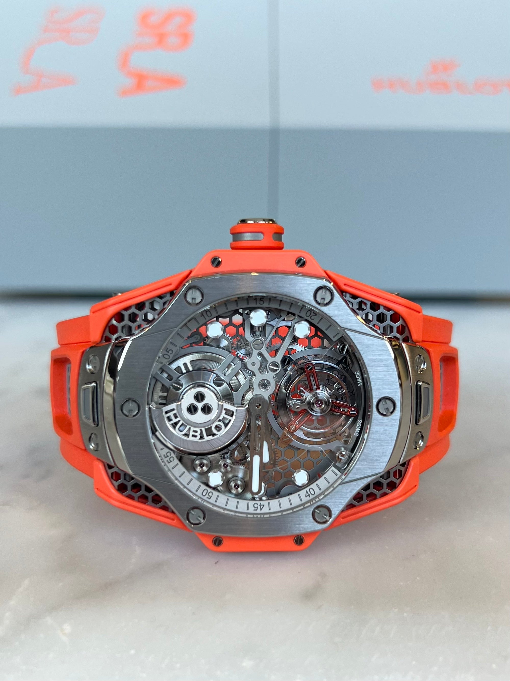 Hublot Big Bang Tourbillon Samuel Ross Automatic Sapphire Dial on Strap 428.NX.0100.RX.SRA22 with Box 2022