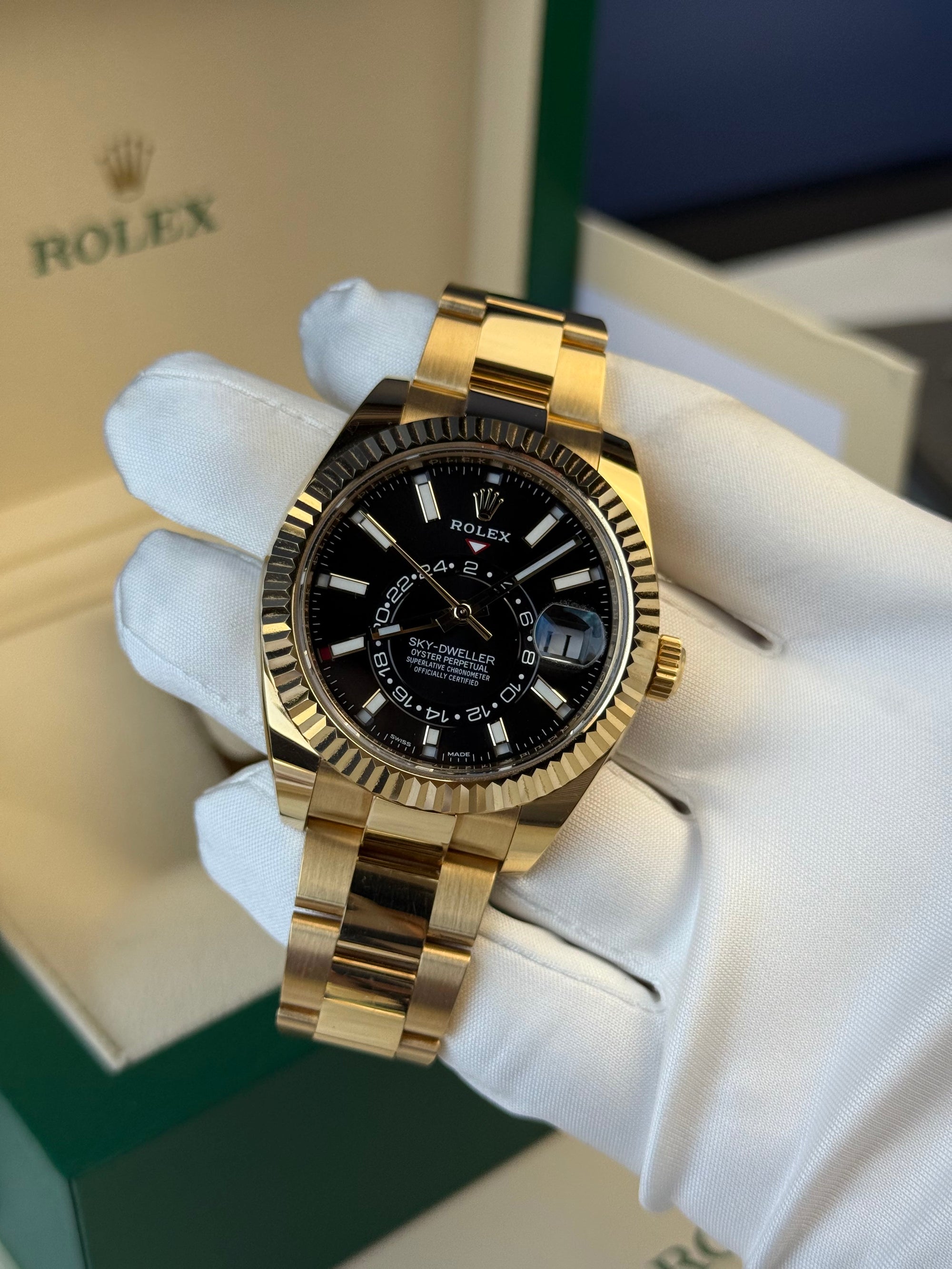 Rolex SkyDweller Black Index Dial on Oyster 326938 Complete 2021