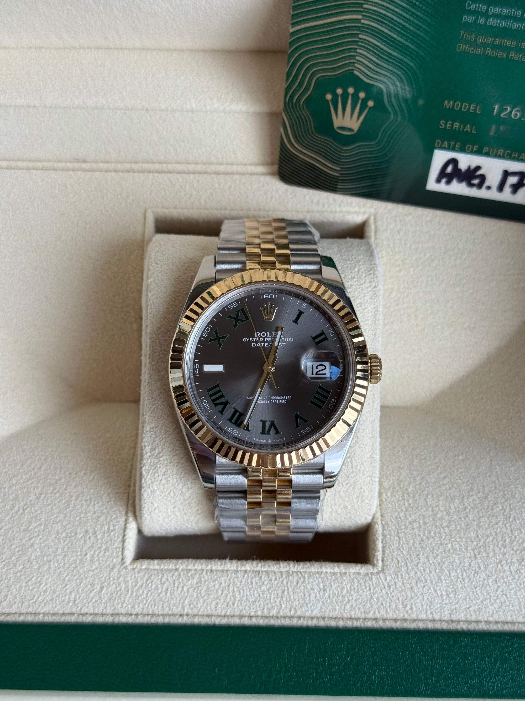 Rolex Datejust 41 Slate Green Roman Dial on Jubilee 126333 Complete 2020