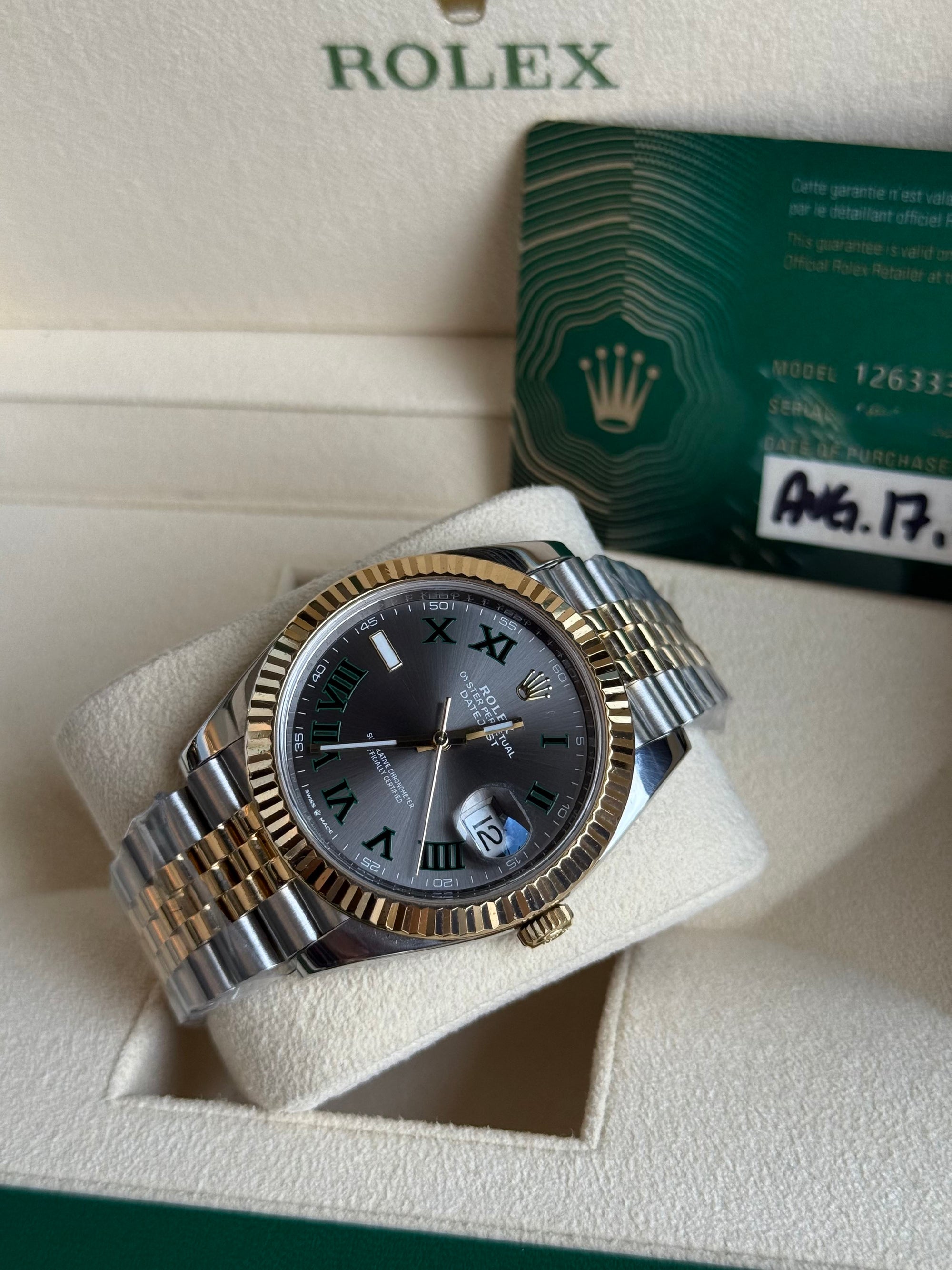 Rolex Datejust 41 Slate Green Roman Dial on Jubilee 126333 Complete 2020