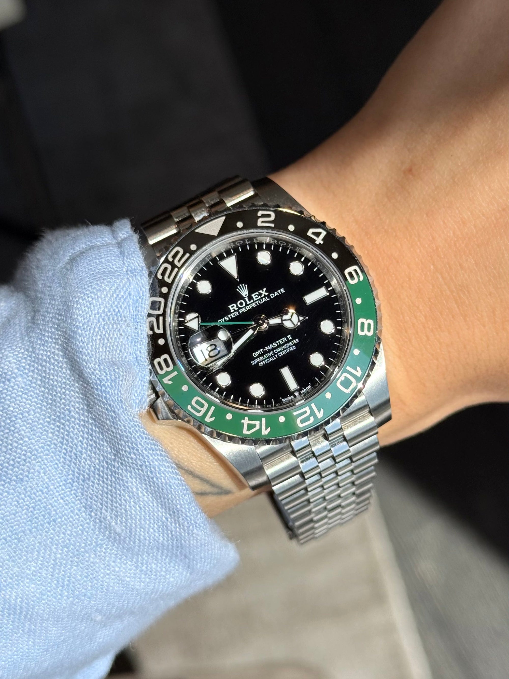 Rolex GMT-Master II Sprite Black Dial on Jubilee 126720VTNR Complete 2023