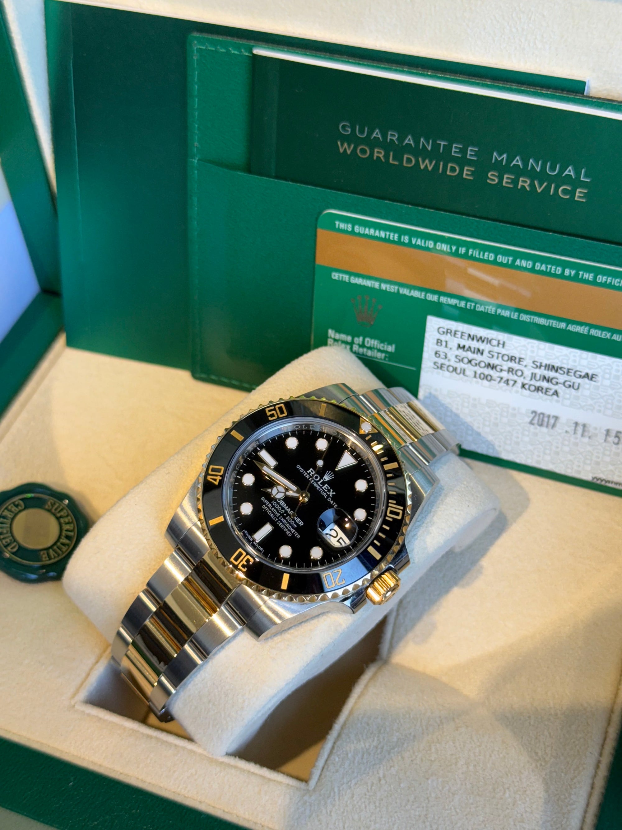 Rolex Submariner Black Dial on Oyster 116613LN Complete 2017