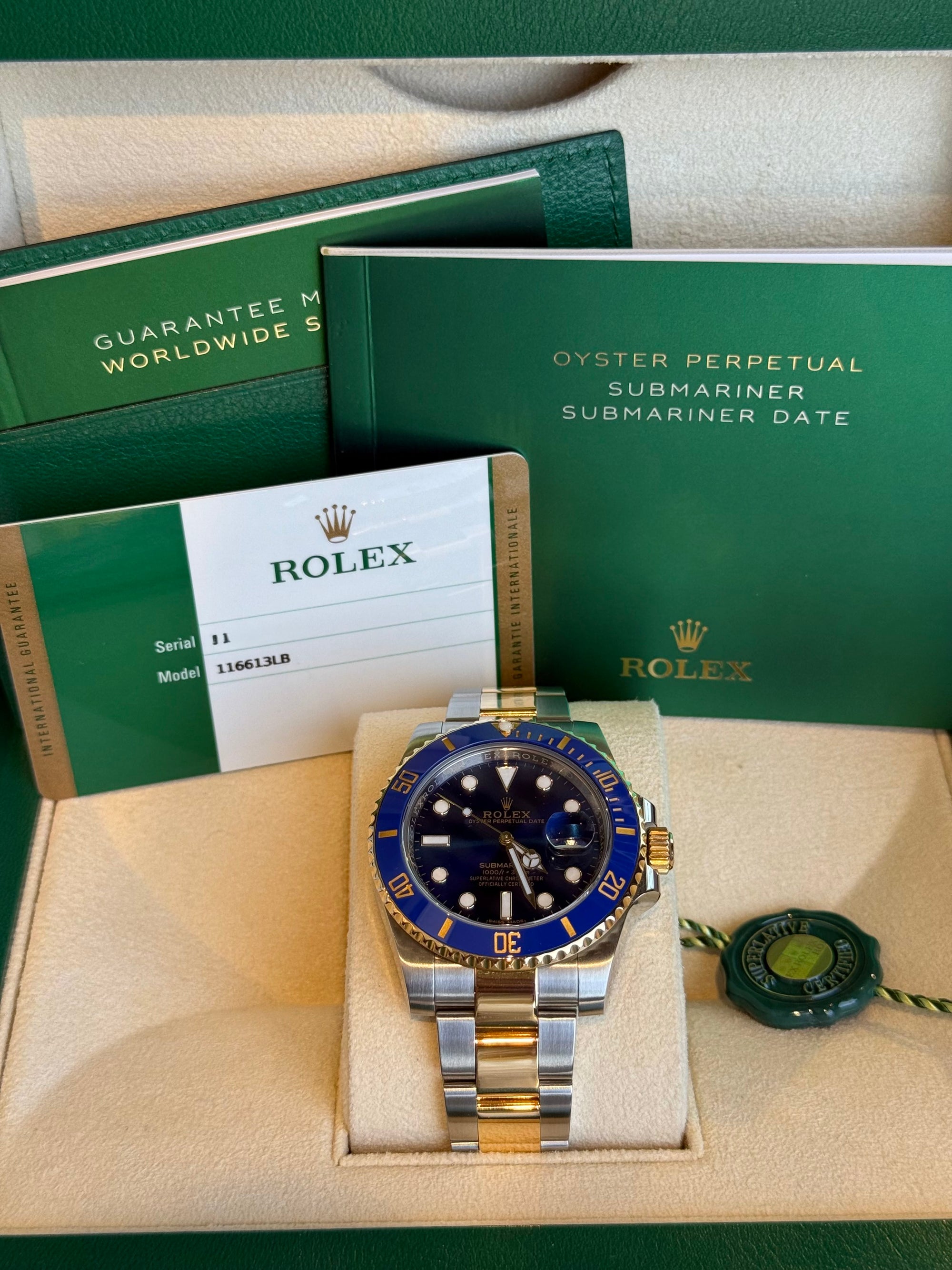 Rolex Submariner Blusey Blue Dial on Oyster 116613LB Complete 2016