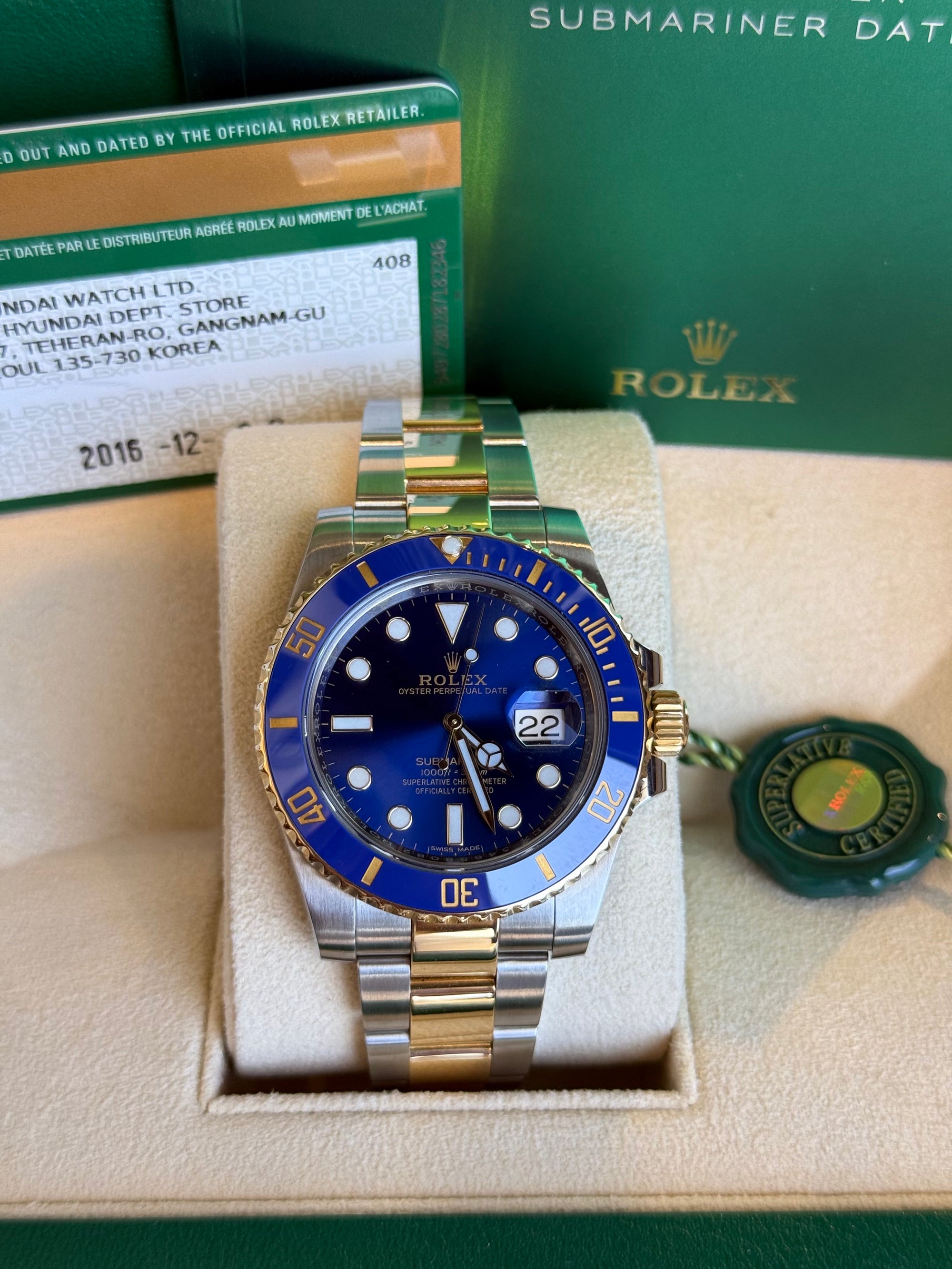 Rolex Submariner Blusey Blue Dial on Oyster 116613LB Complete 2016