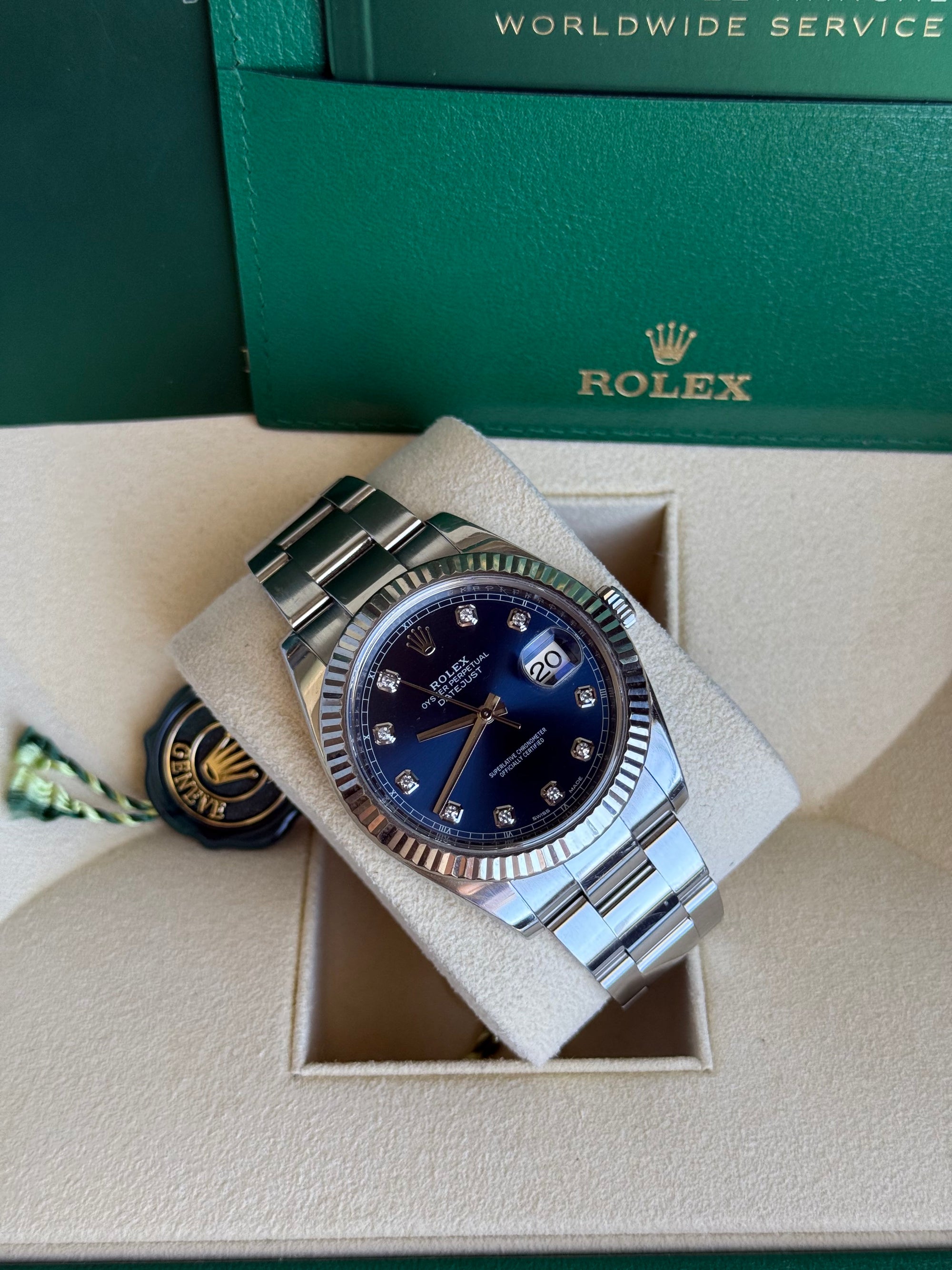 Rolex Datejust 41 Blue Diamond Dial on Oyster 126334 Complete 2017