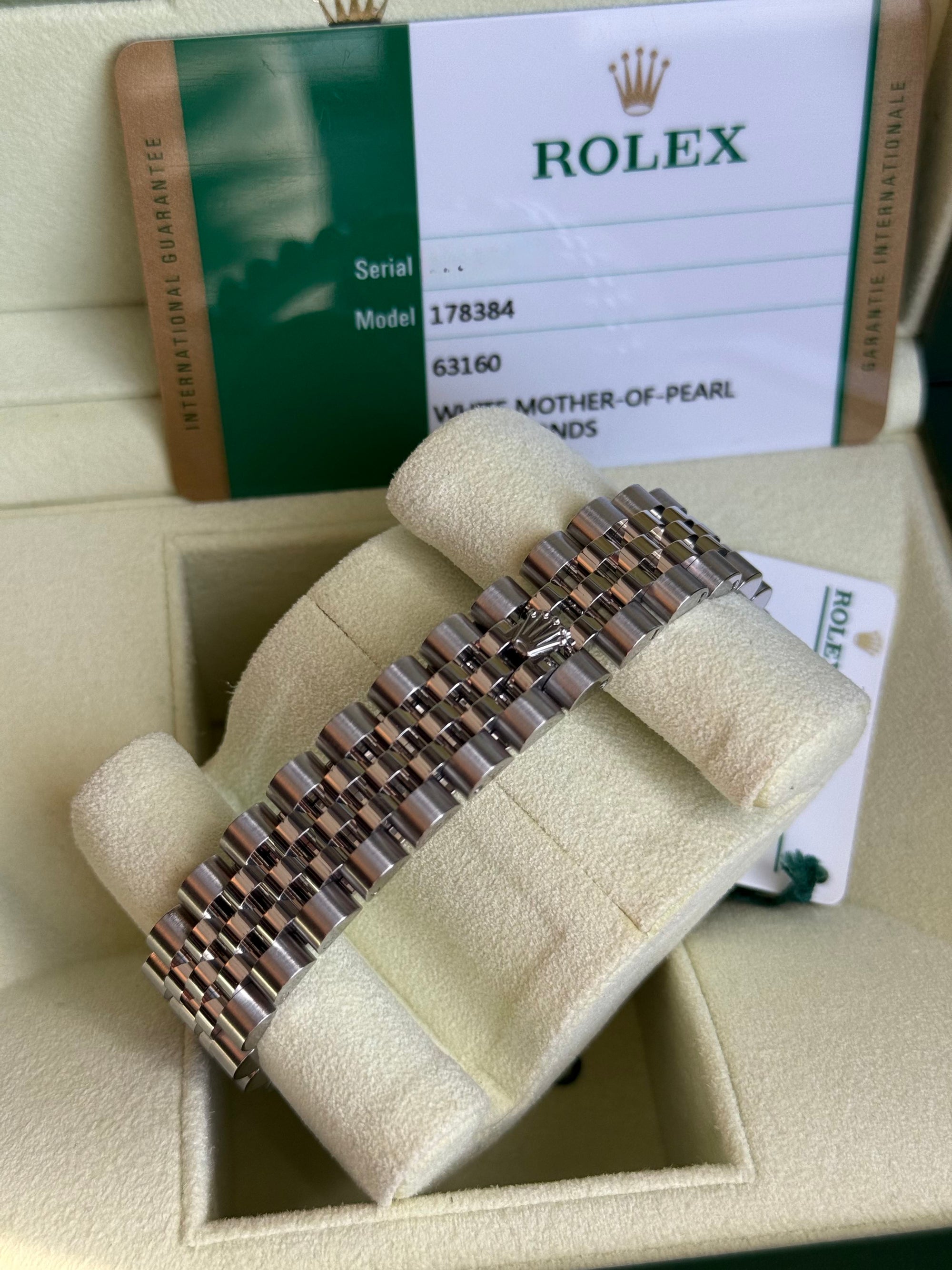 Rolex Datejust 31 Mother of Pearl Diamond Dial on Jubilee 178384 Complete 2019