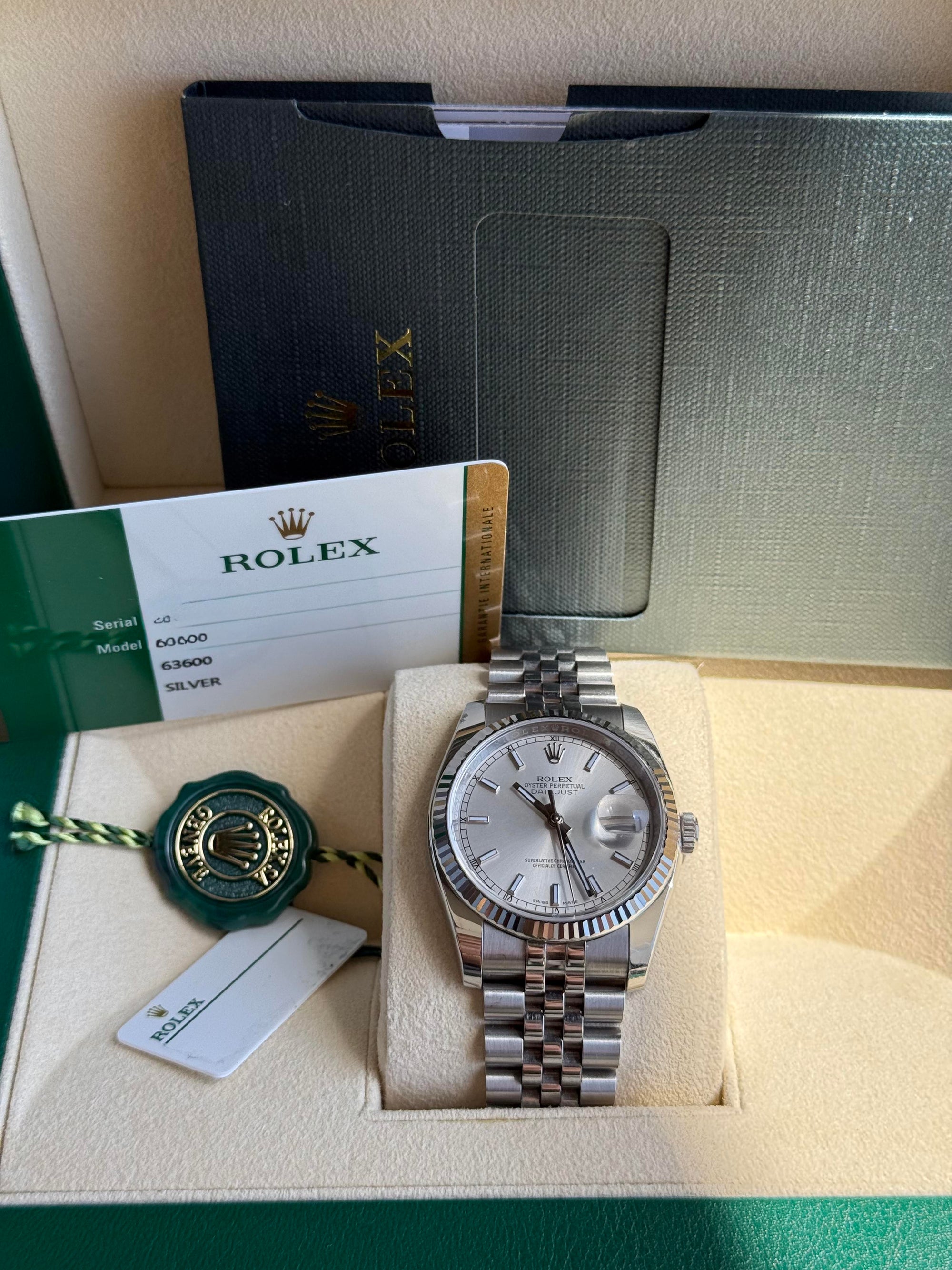 Rolex Datejust Silver Dial on Jubilee 116234 Complete 2016