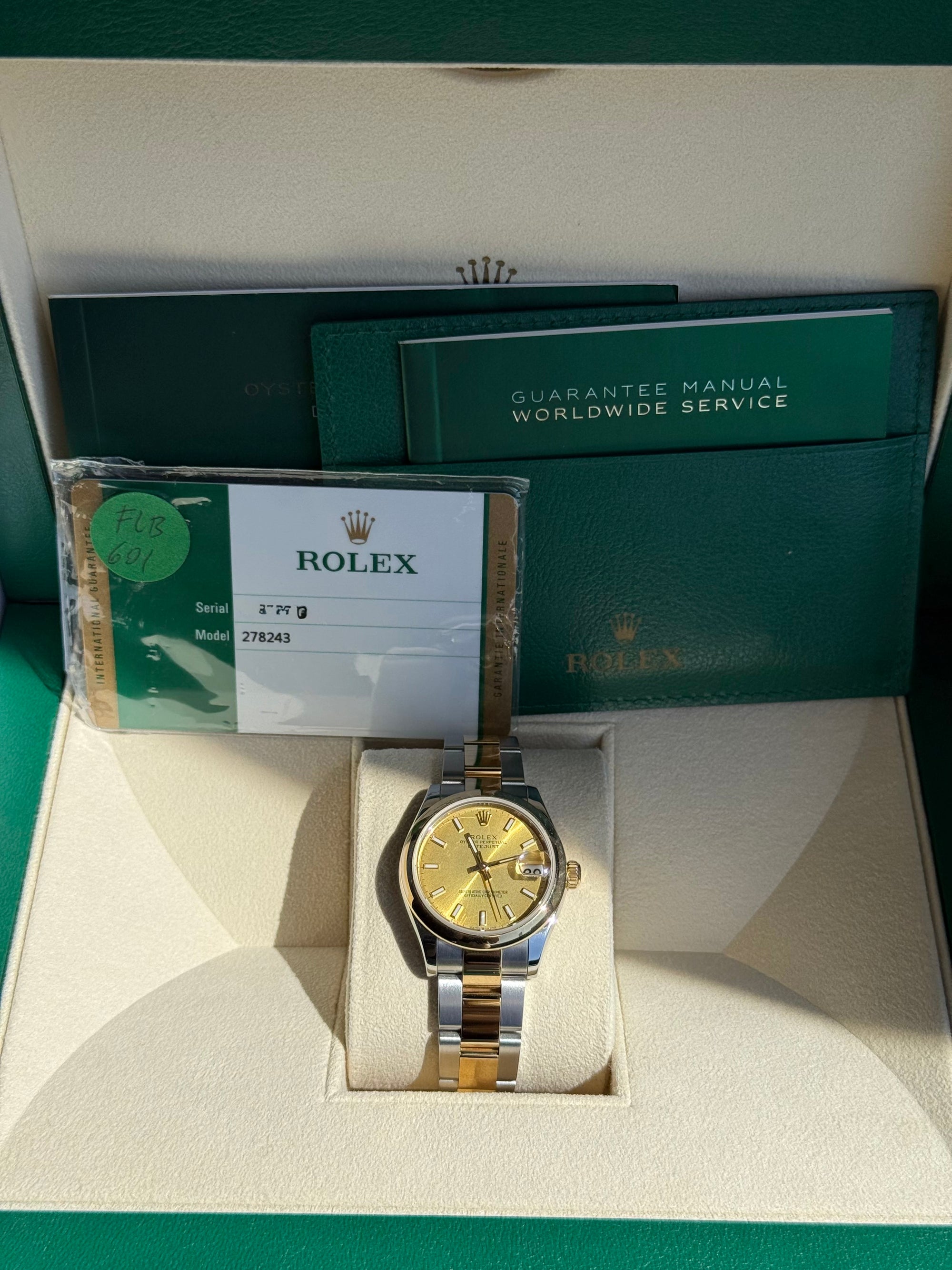 Rolex Datejust 31 Champagne Index Dial on Oyster 278243 Complete 2019