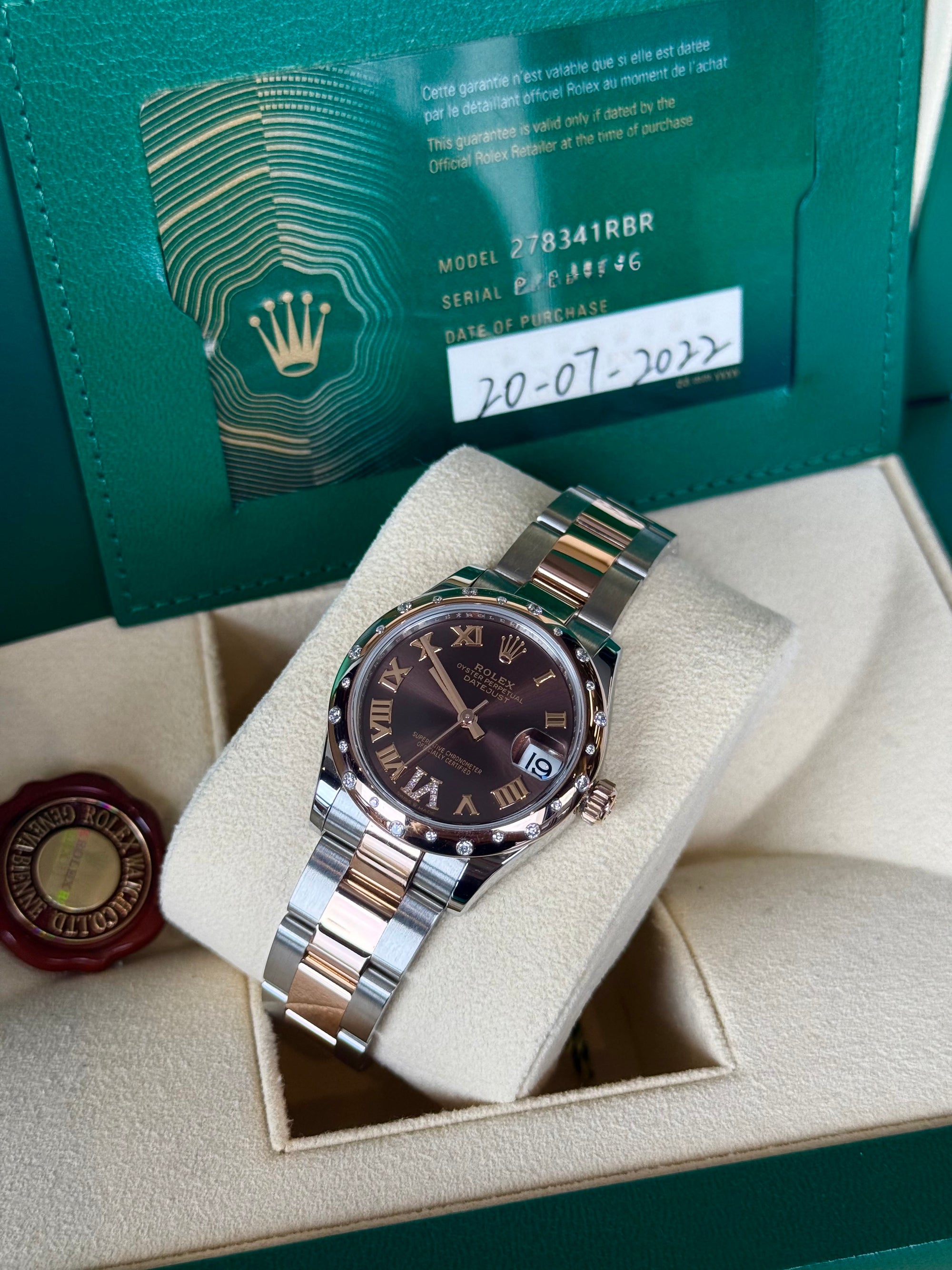 Rolex Datejust 31 Chocolate Diamond Roman Dial on Oyster 278341 Complete 2022