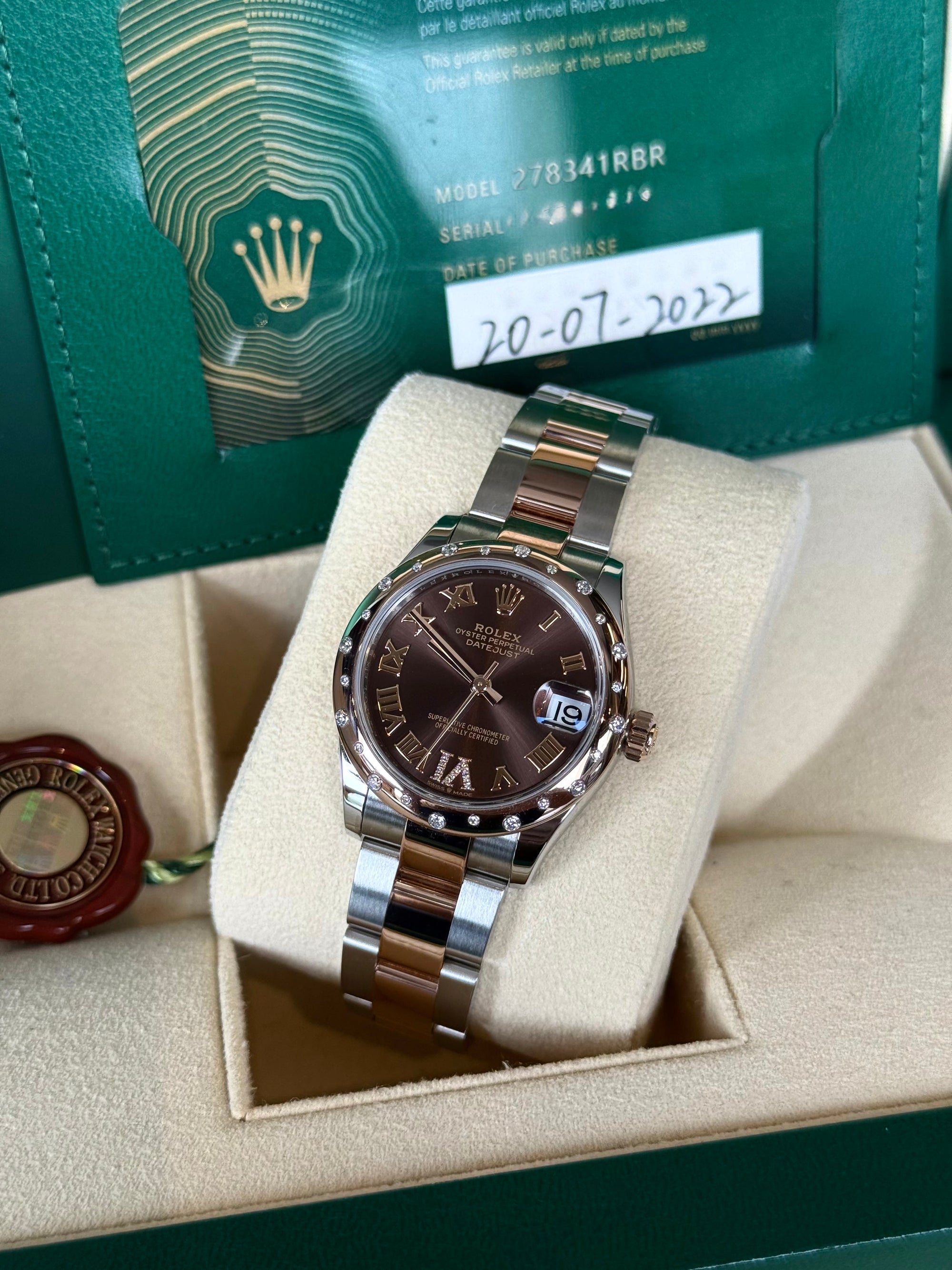 Rolex Datejust 31 Chocolate Diamond Roman Dial on Oyster 278341 Complete 2022