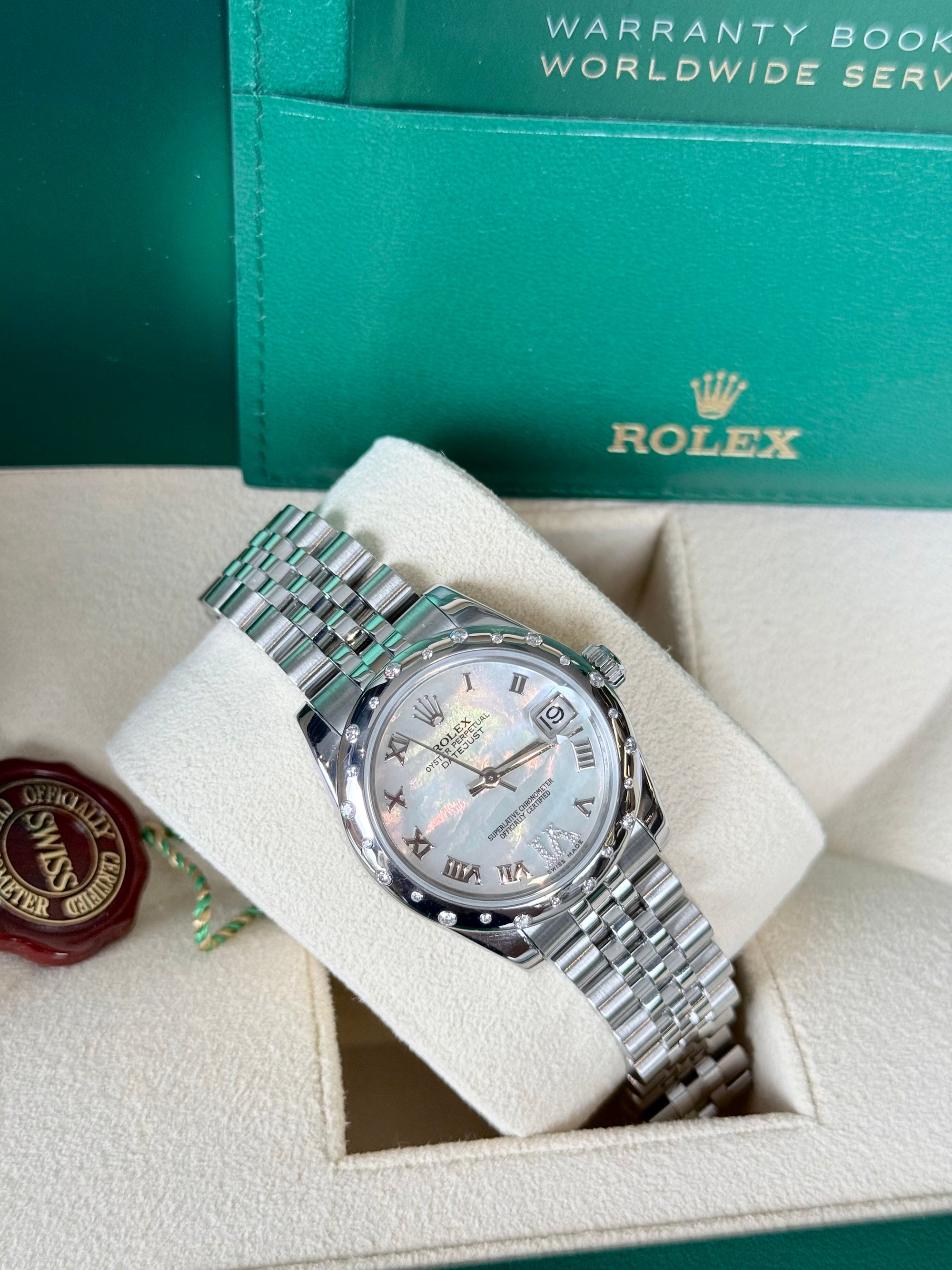 Rolex Datejust 31 Mother of Pearl Roman Diamond Dial on Jubilee 178344 Complete 2013