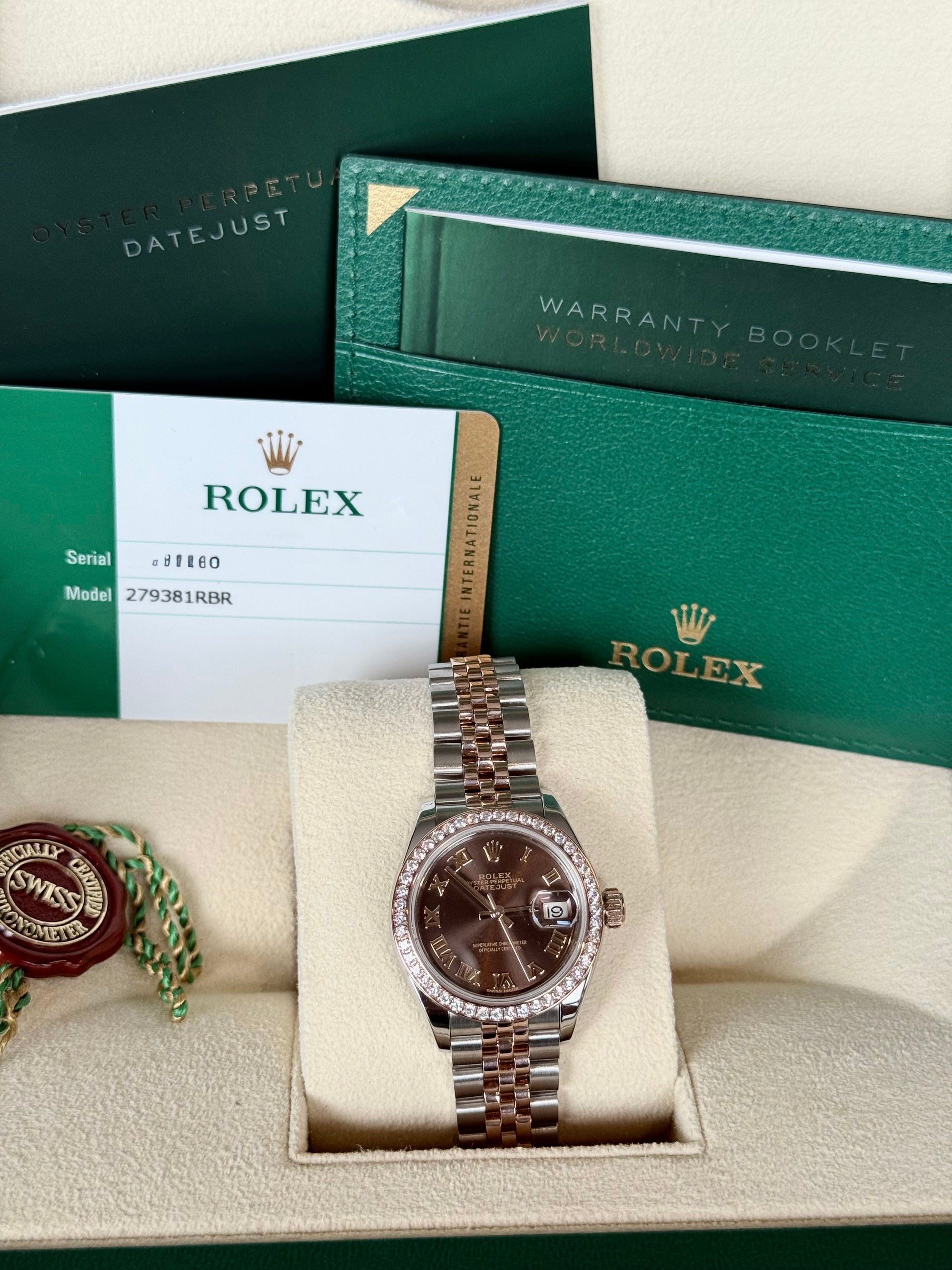 Rolex Datejust Lady Chocolate Roman Dial on Jubilee 279381 Complete 2018