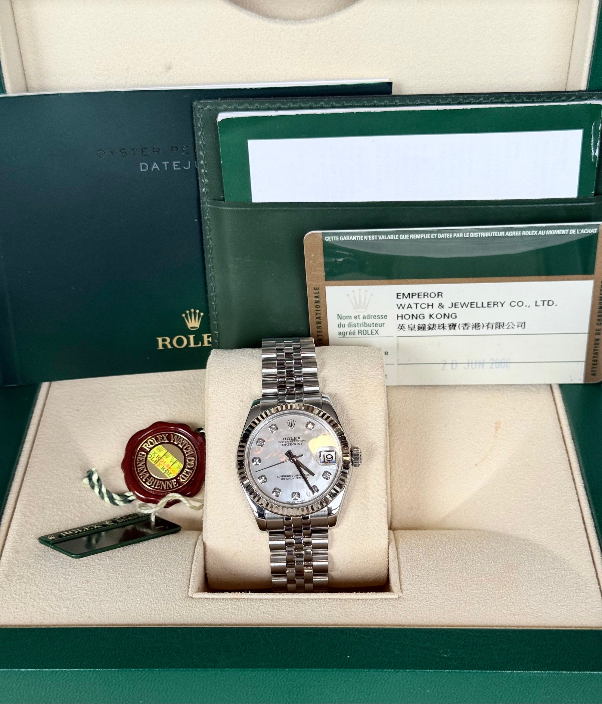 Rolex Datejust Mother of Pearl Diamond Dial on Jubilee 178274 Complete 2000