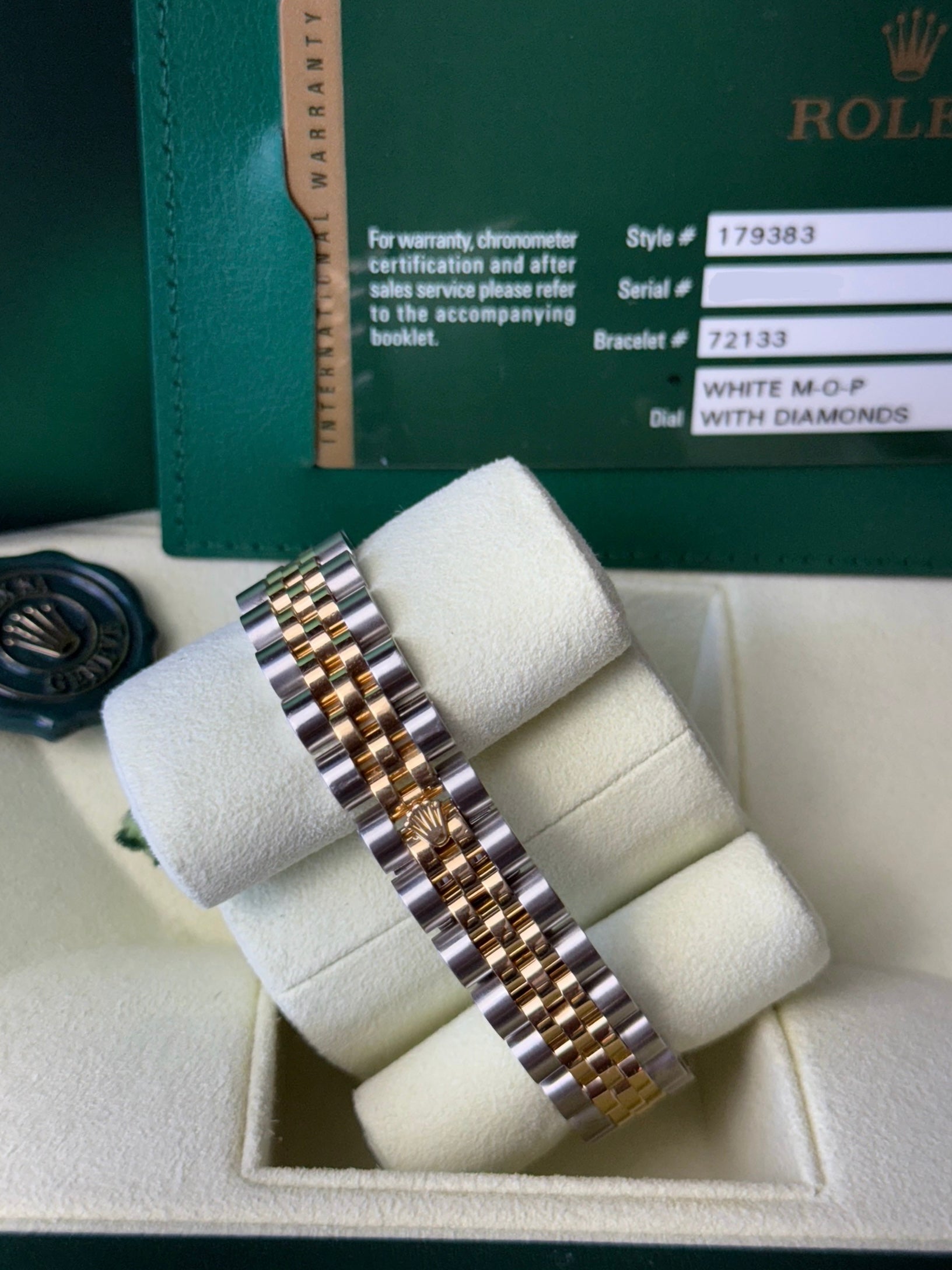 Rolex Lady-Datejust Mother of Pearl Factory Diamond Dial on Jubilee 179383 Complete 2013