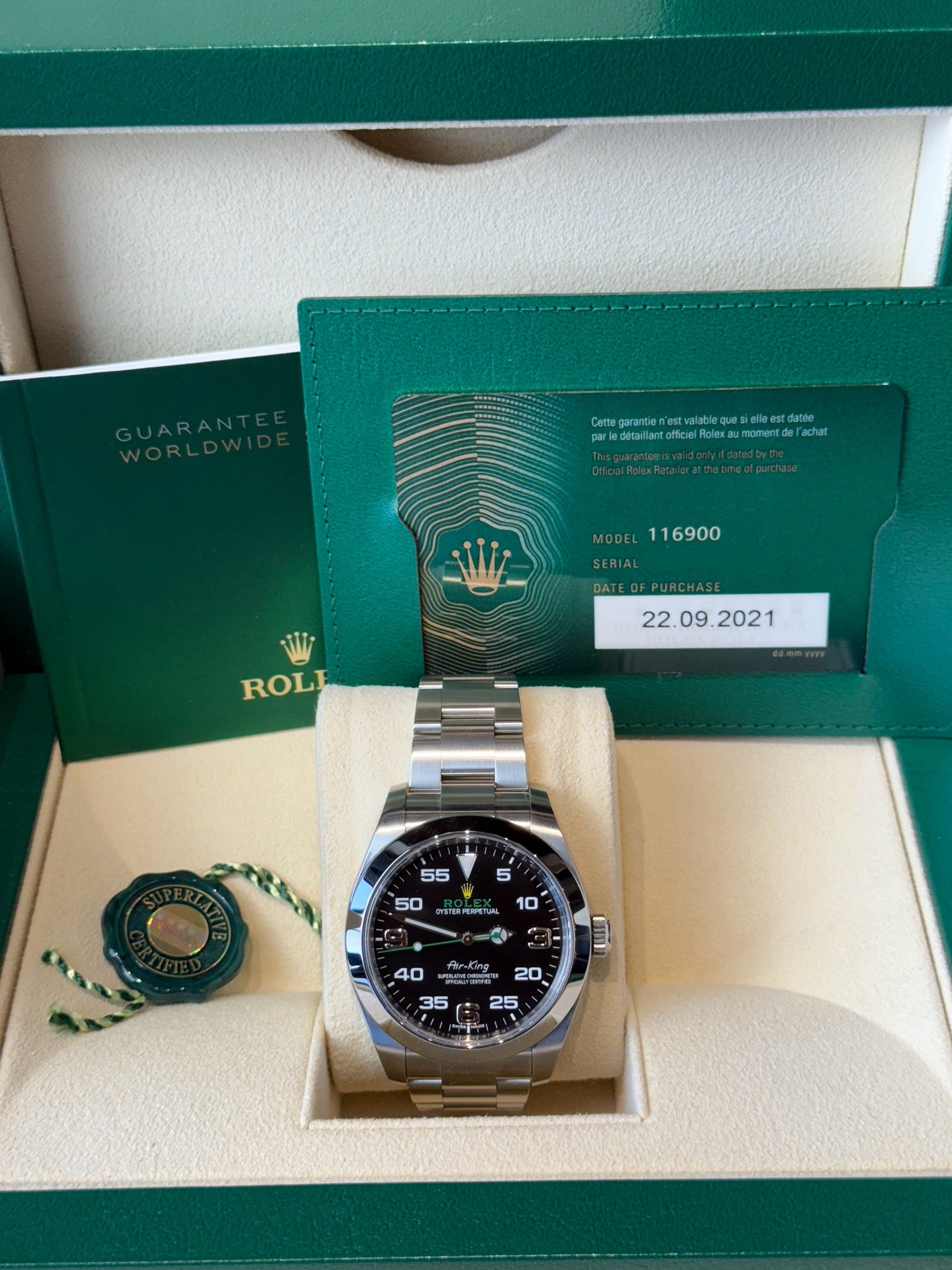 Rolex Airking Black Dial on Oyster 116900 Complete 2021