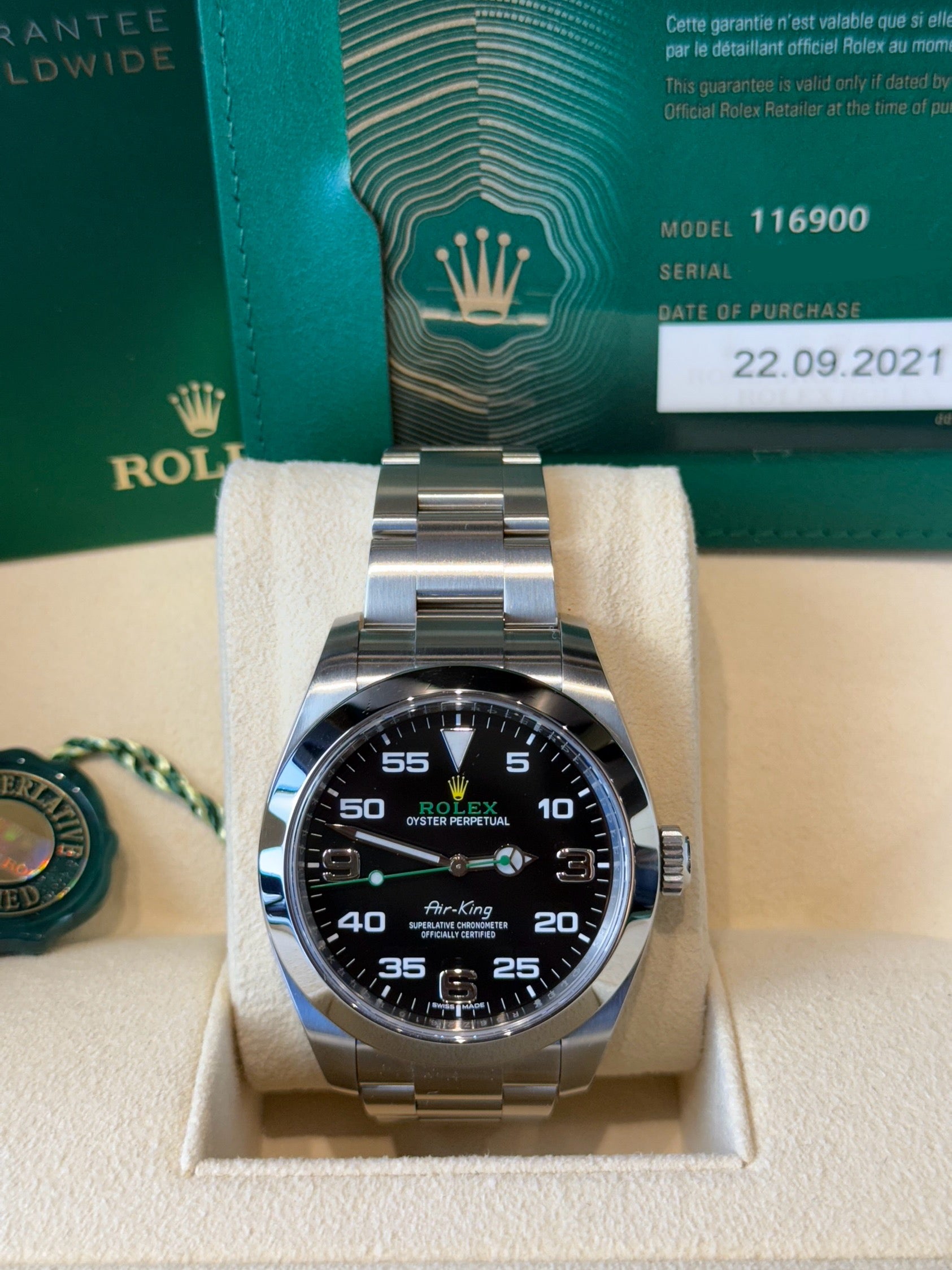 Rolex Airking Black Dial on Oyster 116900 Complete 2021