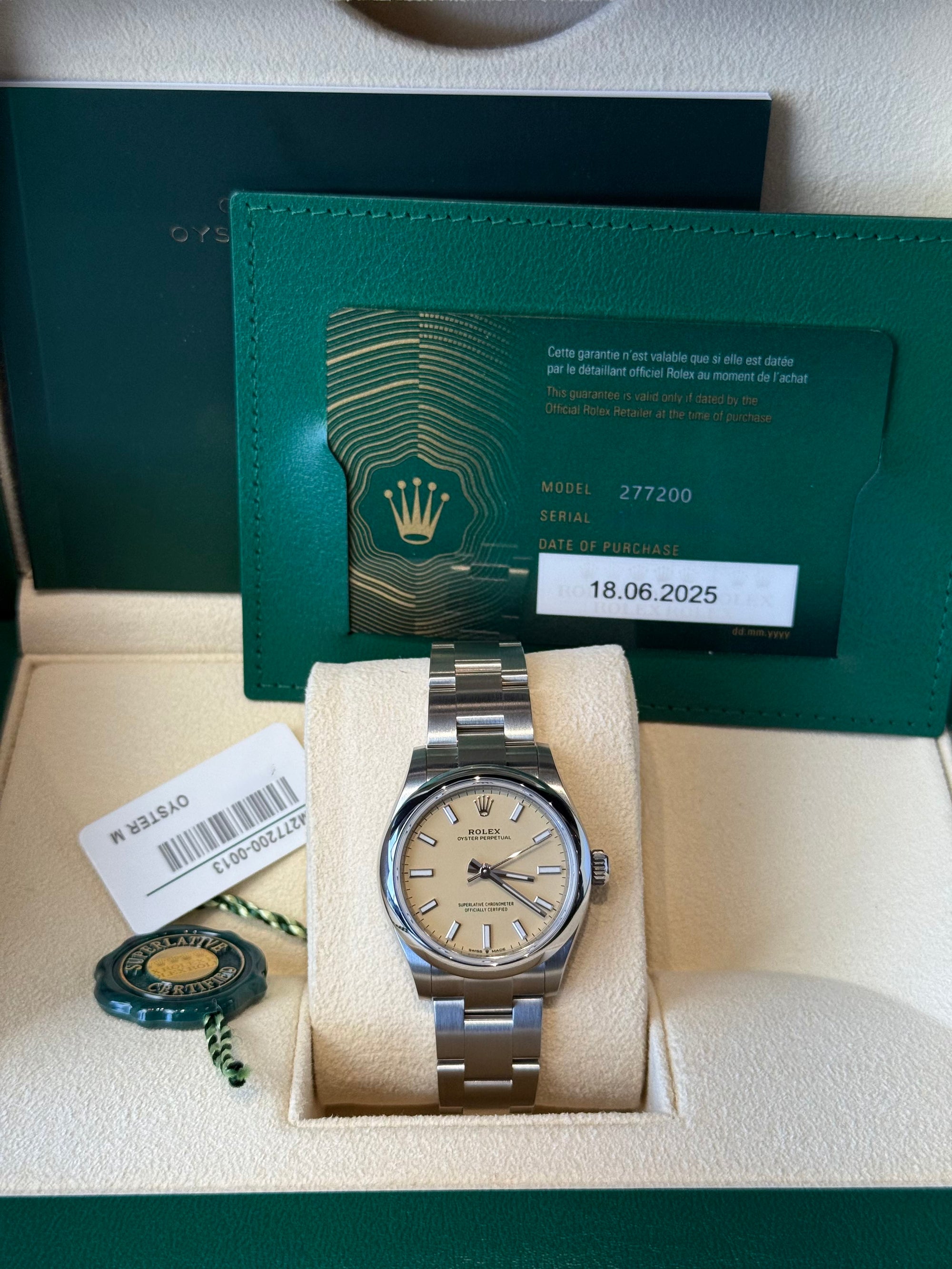 Rolex Oyster Perpetual 31 Beige Dial on Oyster 277200 Complete 2025