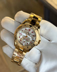 Rolex Yacht-Master Oyster Perpetual Mother of Pearl Ruby Dial on Oyster 168628 Service Papers and Box