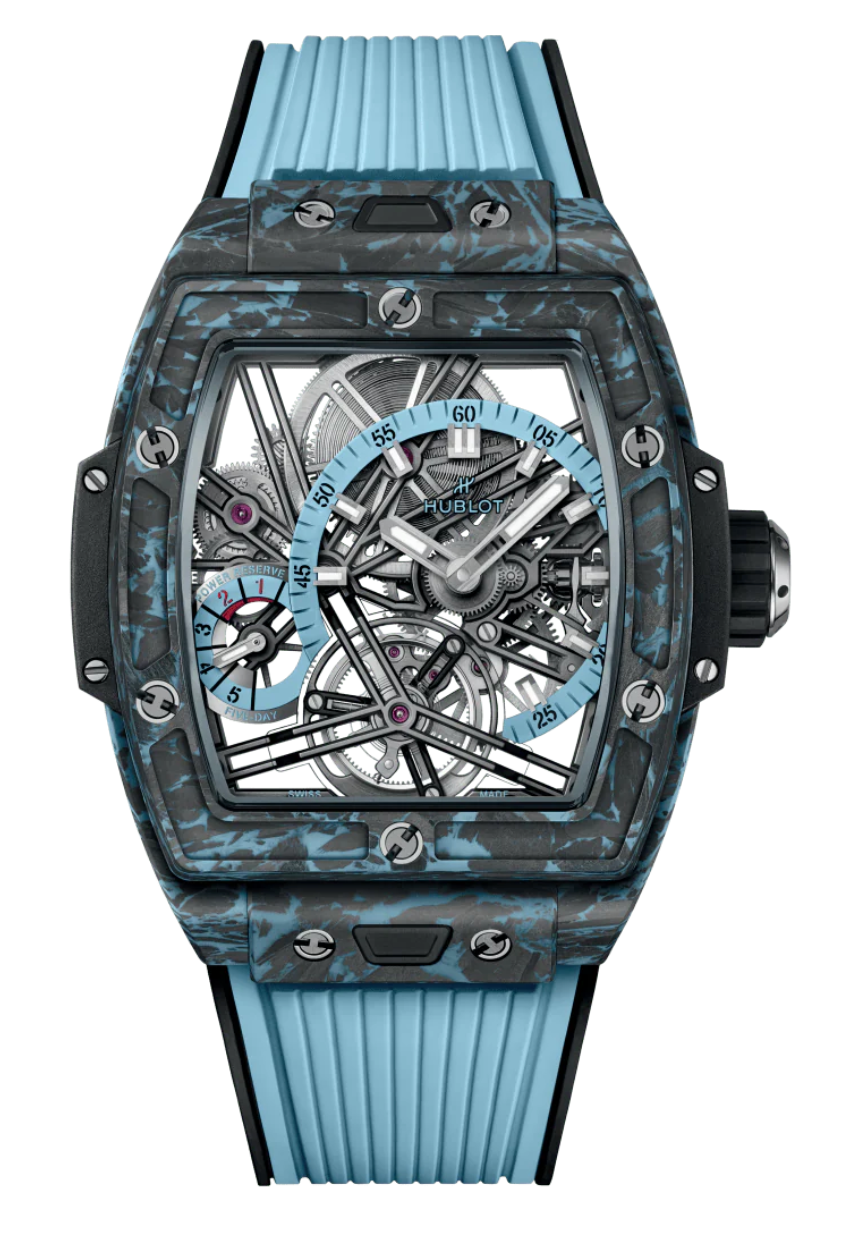 Hublot Shaped Spirit of Big Bang Tourbillon Carbon Sky Blue Dial on Rubber 645.QL.5117.RX Complete 2025