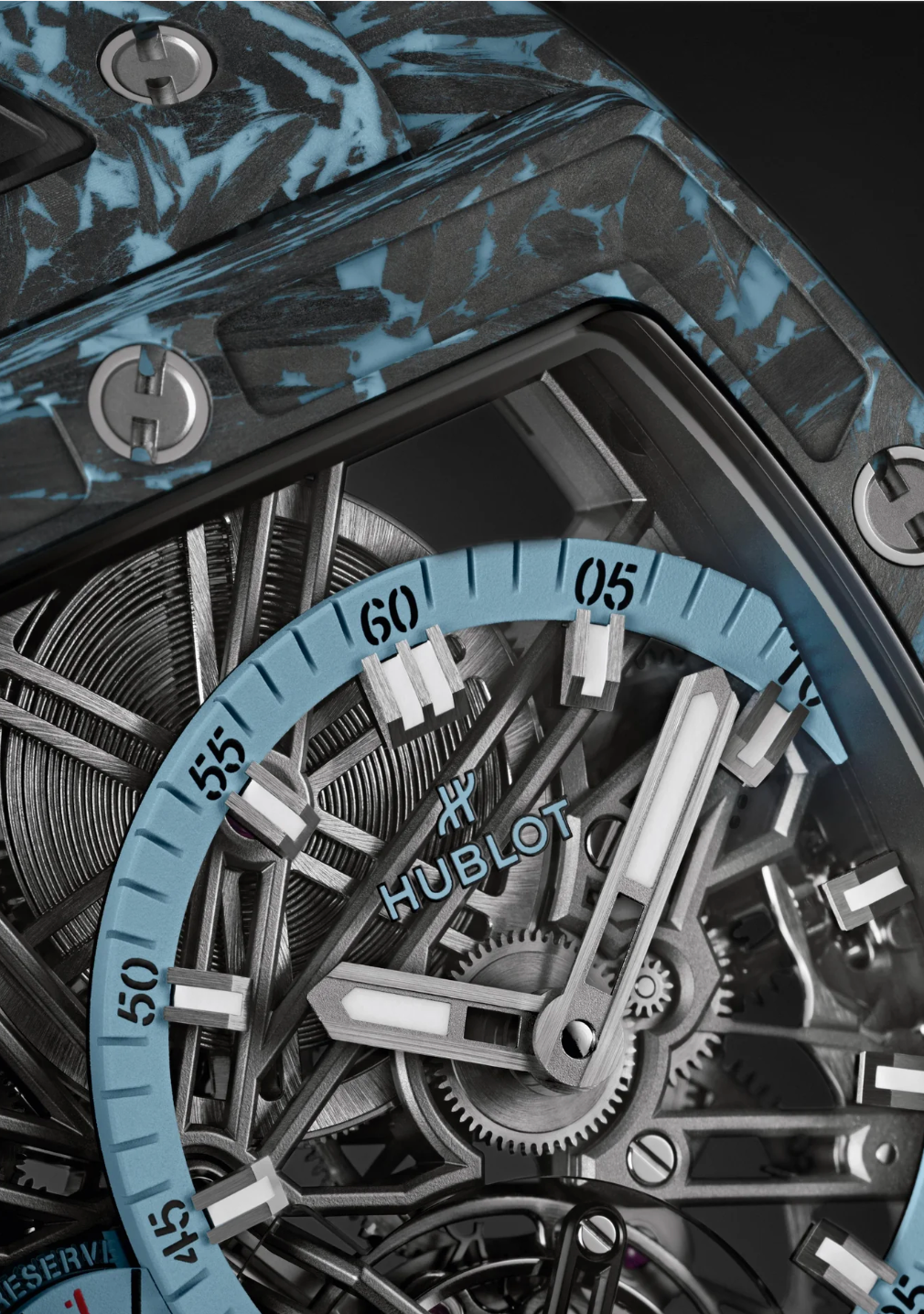 Hublot Shaped Spirit of Big Bang Tourbillon Carbon Sky Blue Dial on Rubber 645.QL.5117.RX Complete 2025