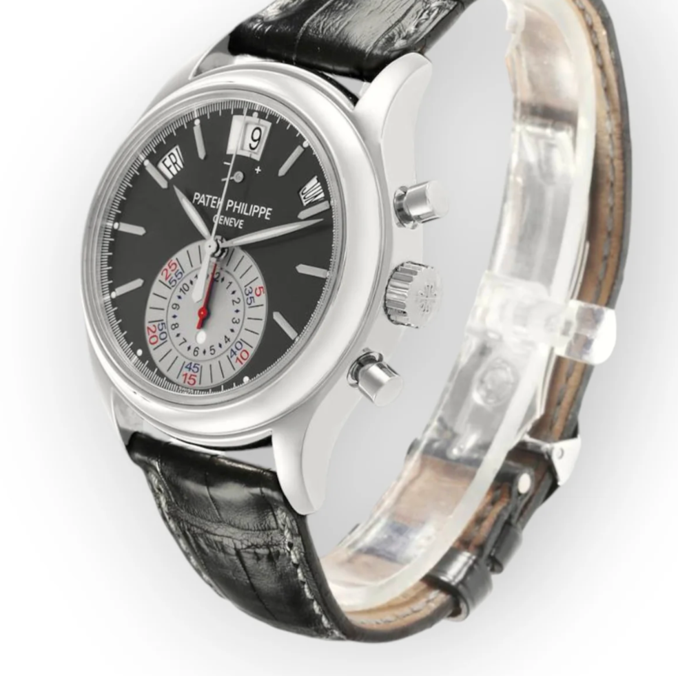 Patek Philippe Complications Annual Calendar Chronograph Anthracite Dial on Crocodile 5960P-001 Complete 2009