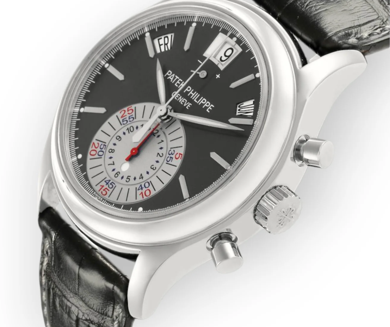 Patek Philippe Complications Annual Calendar Chronograph Anthracite Dial on Crocodile 5960P-001 Complete 2009