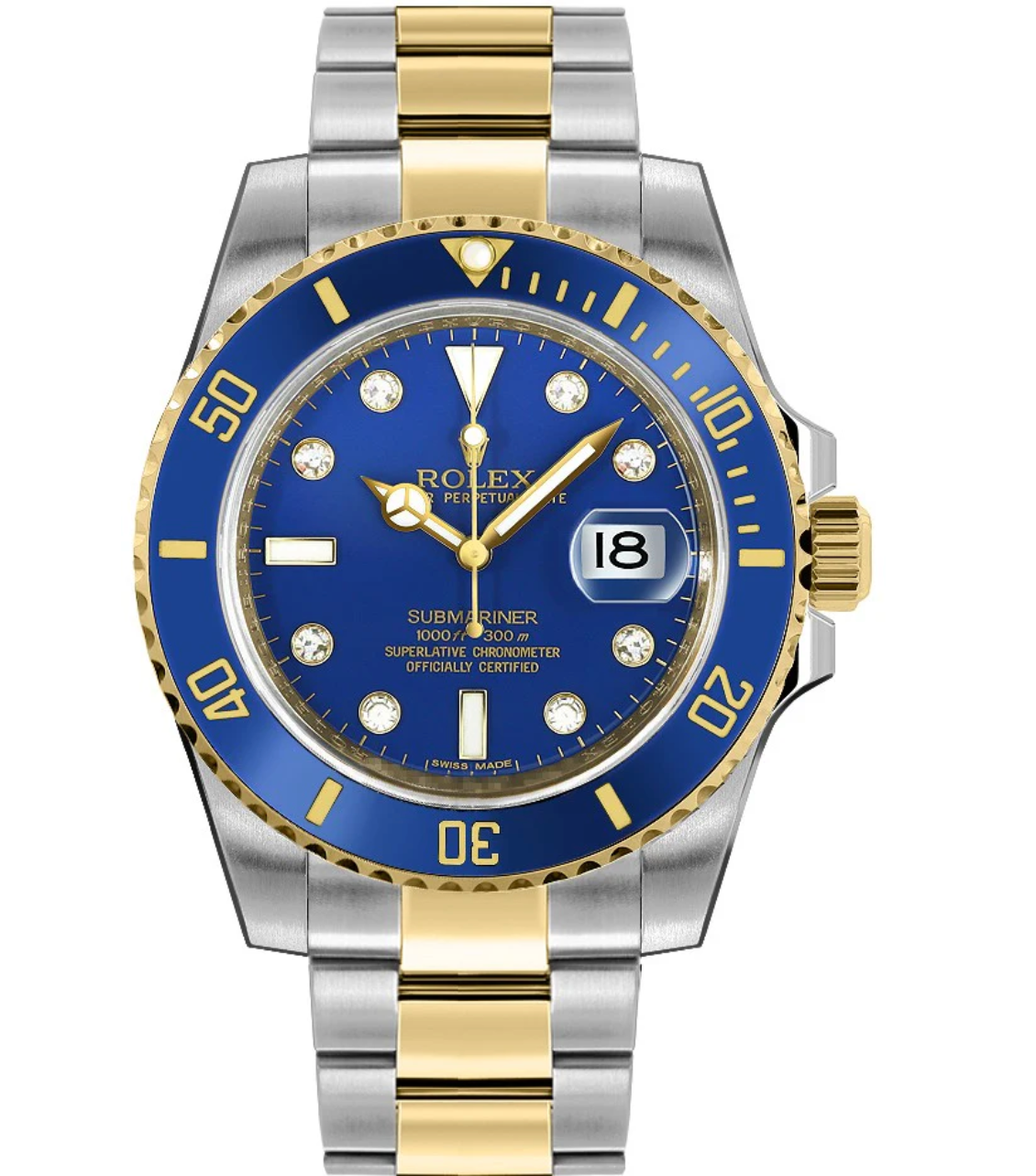 Rolex Submariner Blusey Blue Dial on Oyster 116613LB Complete 2012