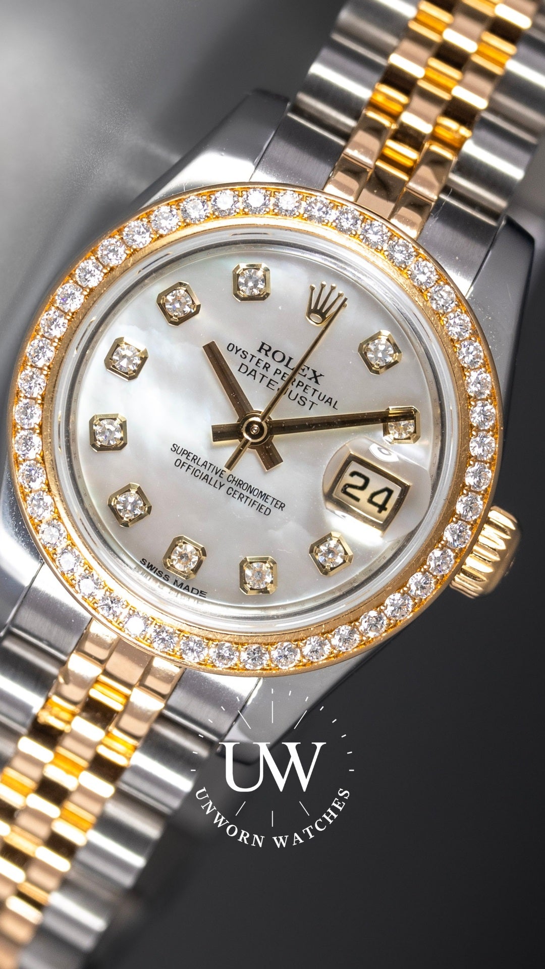 Rolex Lady-Datejust Mother of Pearl Factory Diamond Dial on Jubilee 179383 Complete 2013