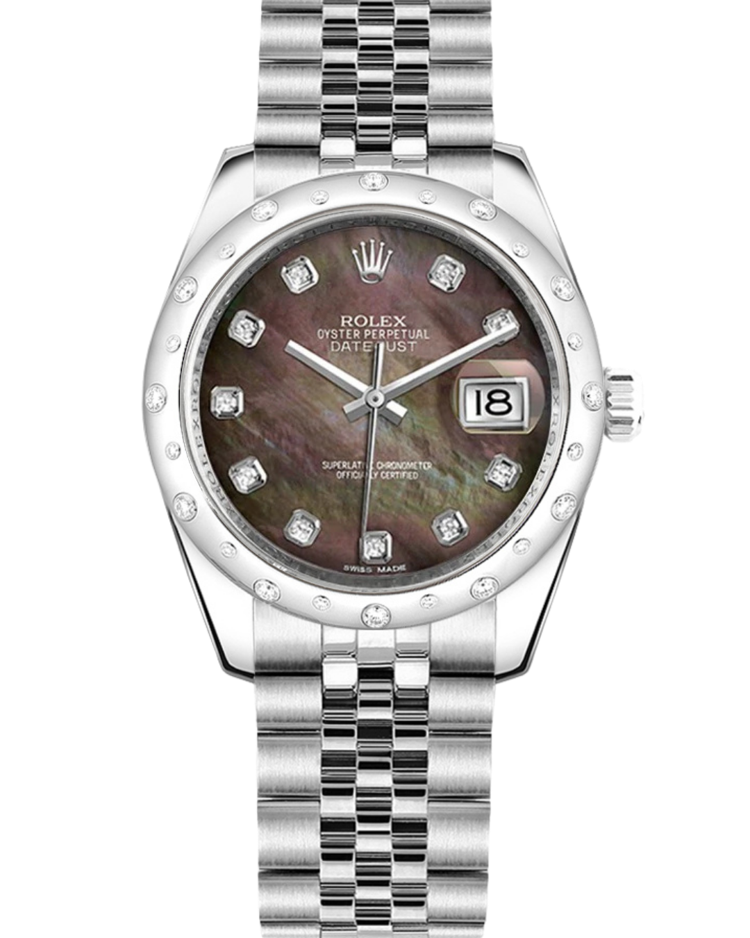 Rolex Datejust 31 Dark Mother of Pearl Diamond Dial on Jubilee 178344 Complete 2017