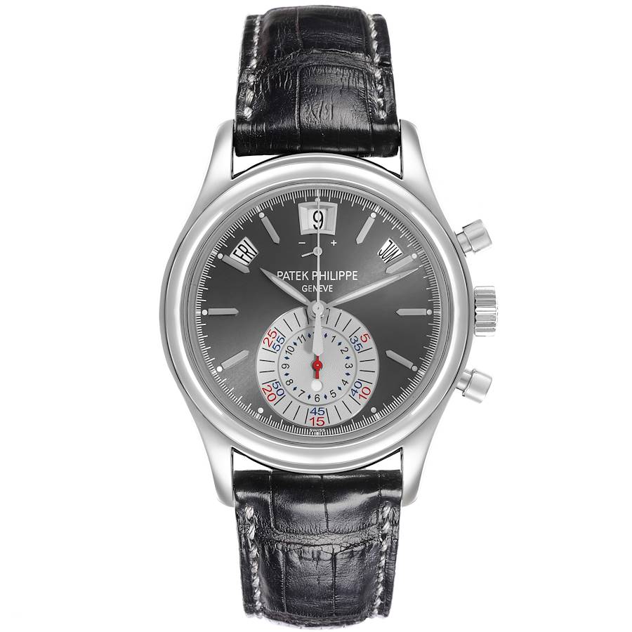 Patek Philippe Complications Annual Calendar Chronograph Anthracite Dial on Crocodile 5960P-001 Complete 2009