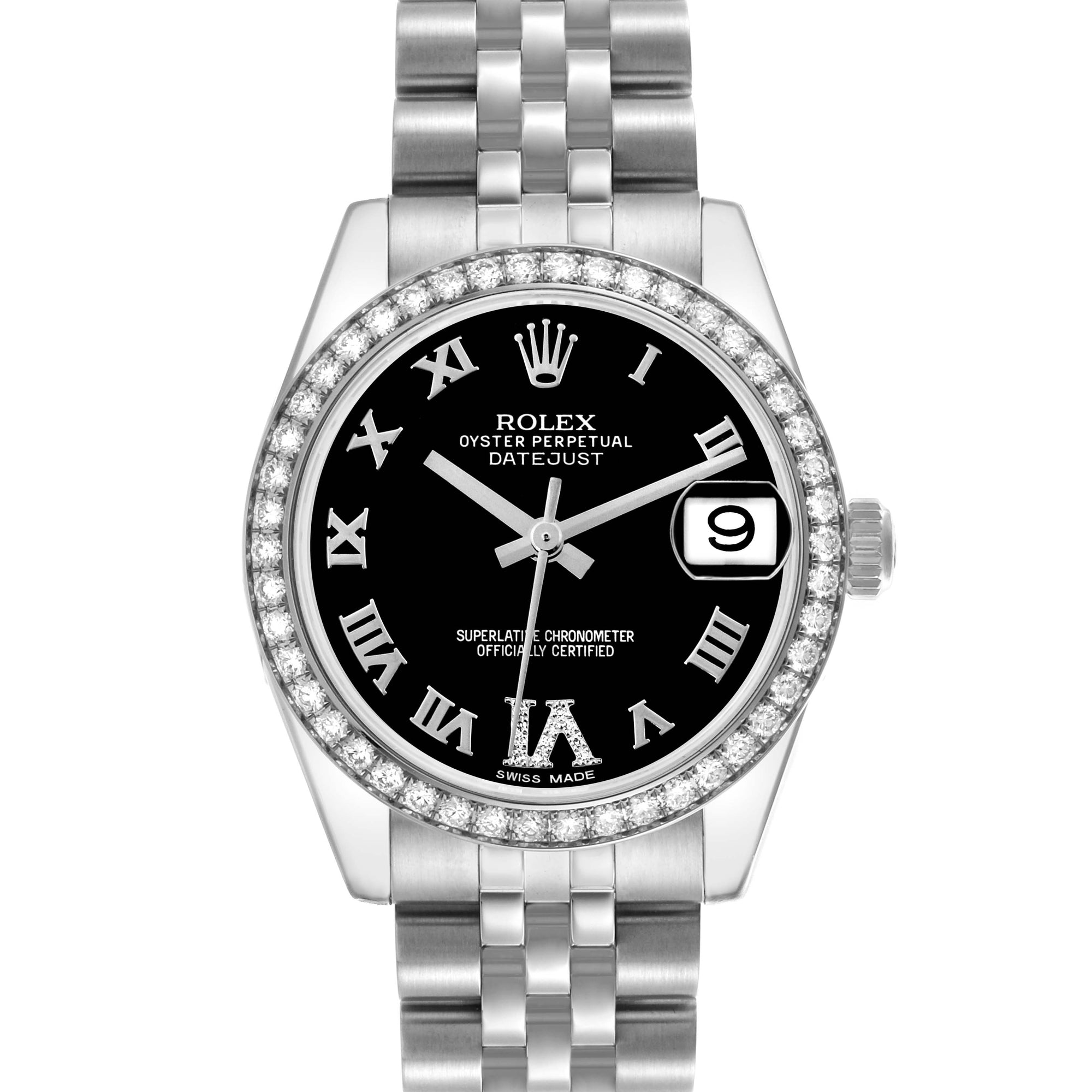 Rolex Datejust 31 Black Roman Dial on Jubilee 178384 Card