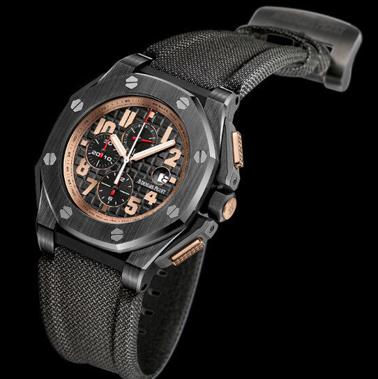 Audemars Piguet Royal Oak Offshore Arabic Numerals, Baton Indexes Dial on Two-Piece Strap 26378IO.OO.A001KE.01 Complete 2012