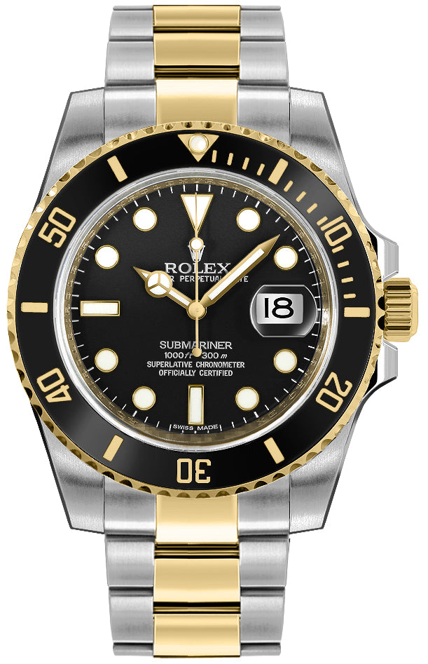 Rolex Submariner Black Dial on Oyster 116613LN Complete 2017