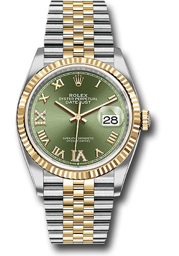 Rolex Datejust Olive Green Roman Dial on Jubilee 126233 Complete 2024
