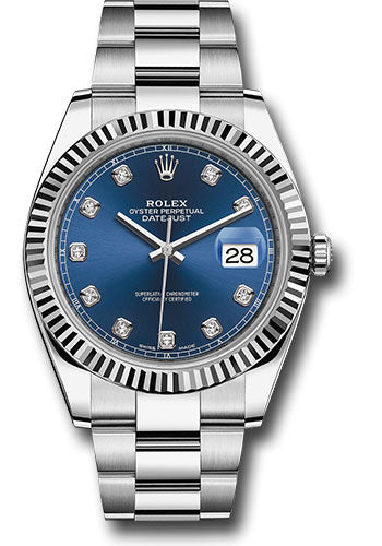 Rolex Datejust 41 Blue Diamond Dial on Oyster 126334 Complete 2017