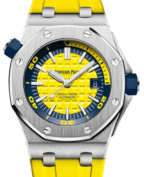 Audemars Piguet Royal Oak Offshore Diver Yellow Dial on Rubber 15710ST.OO.A051CA.01 Complete