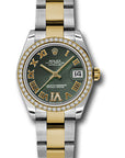 Rolex Datejust 31 Olive Green Diamond Roman Vi Roman Dial on Oyster 178383 Complete 2014