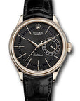 Rolex Cellini Date Black Dial on Leather Strap 50515 Service Papers and Box