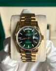 Rolex Day-Date 36 Green Index Dial on President 118238 Card 2010
