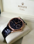 Rolex Cellini Date Black Dial on Leather Strap 50515 Service Papers and Box
